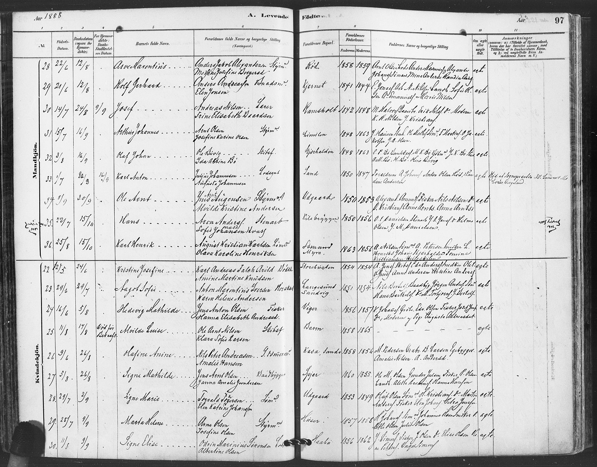 Hvaler prestekontor Kirkebøker, AV/SAO-A-2001/F/Fa/L0008: Parish register (official) no. I 8, 1878-1895, p. 97