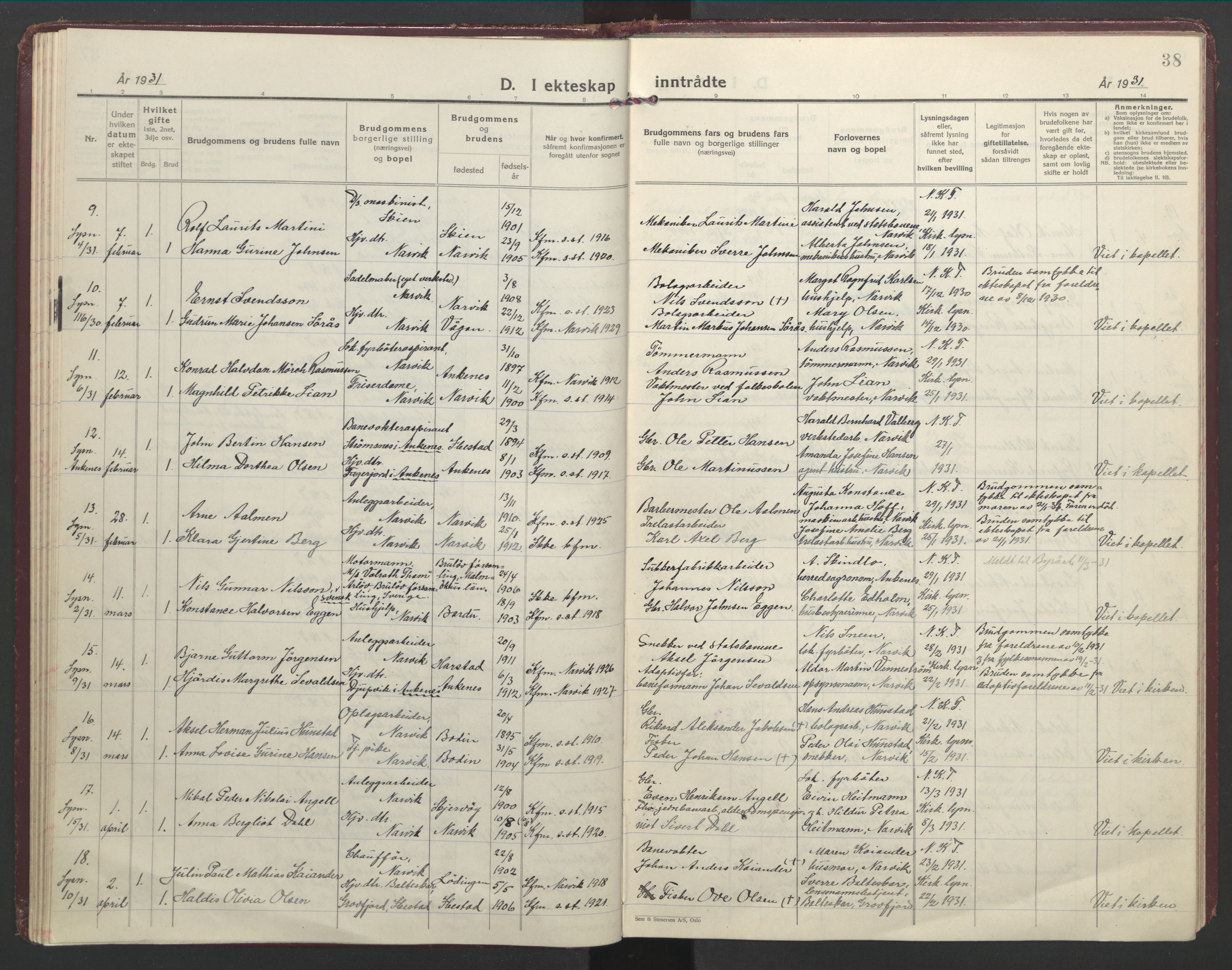 Ministerialprotokoller, klokkerbøker og fødselsregistre - Nordland, SAT/A-1459/871/L1006: Parish register (official) no. 871A22, 1928-1936, p. 38