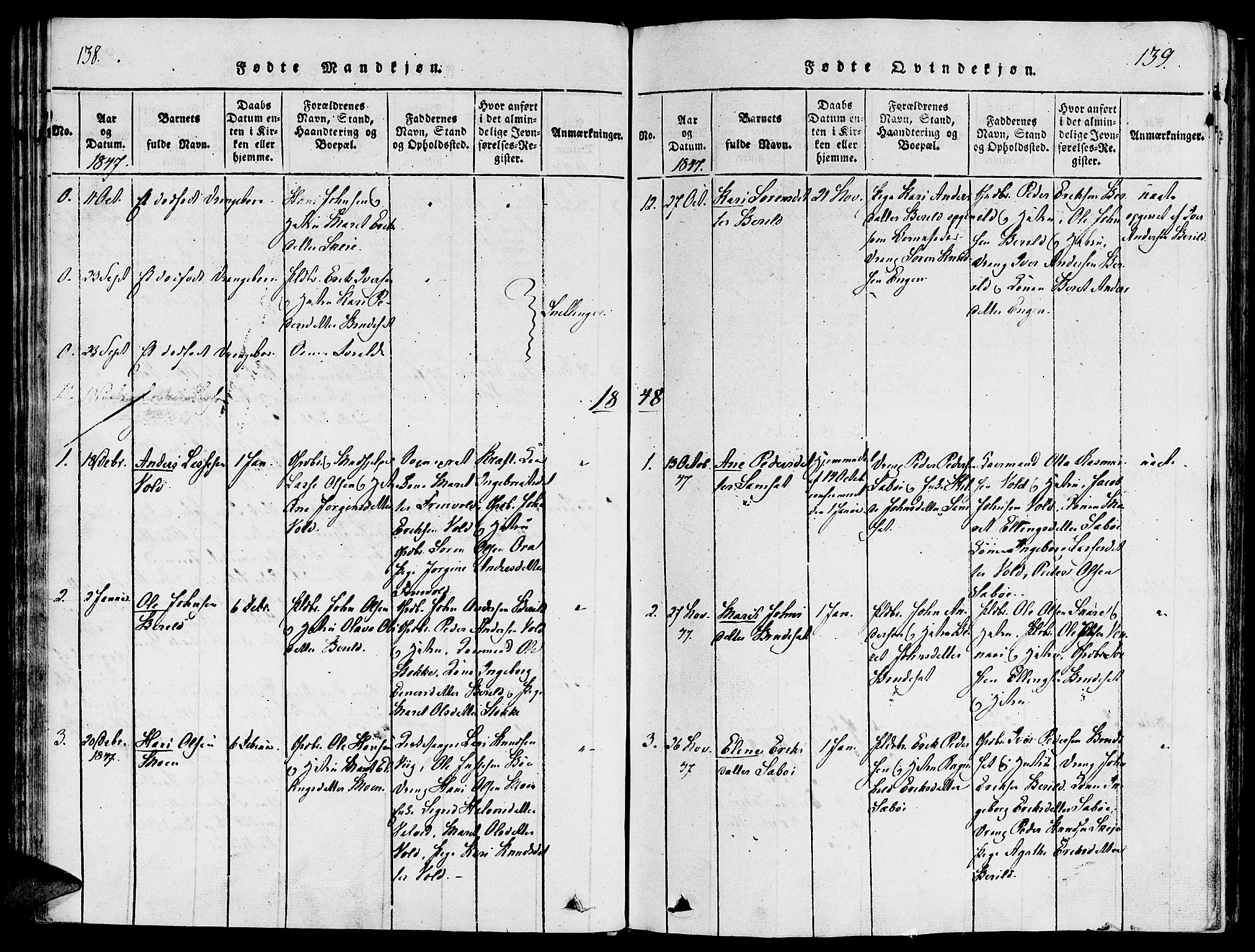 Ministerialprotokoller, klokkerbøker og fødselsregistre - Møre og Romsdal, SAT/A-1454/543/L0561: Parish register (official) no. 543A01, 1818-1853, p. 138-139