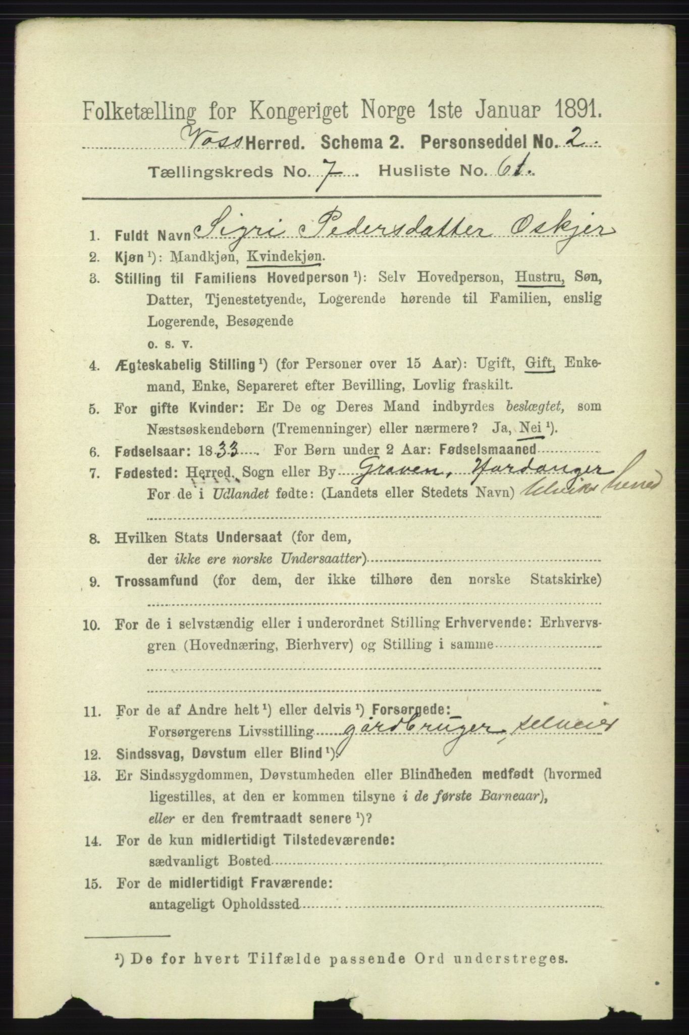 RA, 1891 census for 1235 Voss, 1891, p. 4143