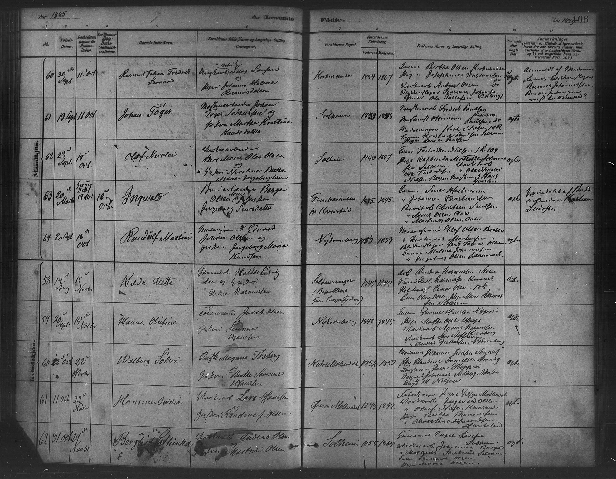 St. Jørgens hospital og Årstad sokneprestembete, SAB/A-99934: Parish register (official) no. A 7, 1879-1886, p. 106