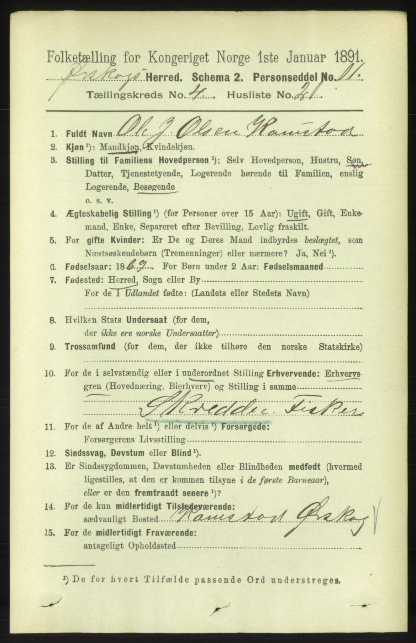 RA, 1891 census for 1527 Ørskog, 1891, p. 1880