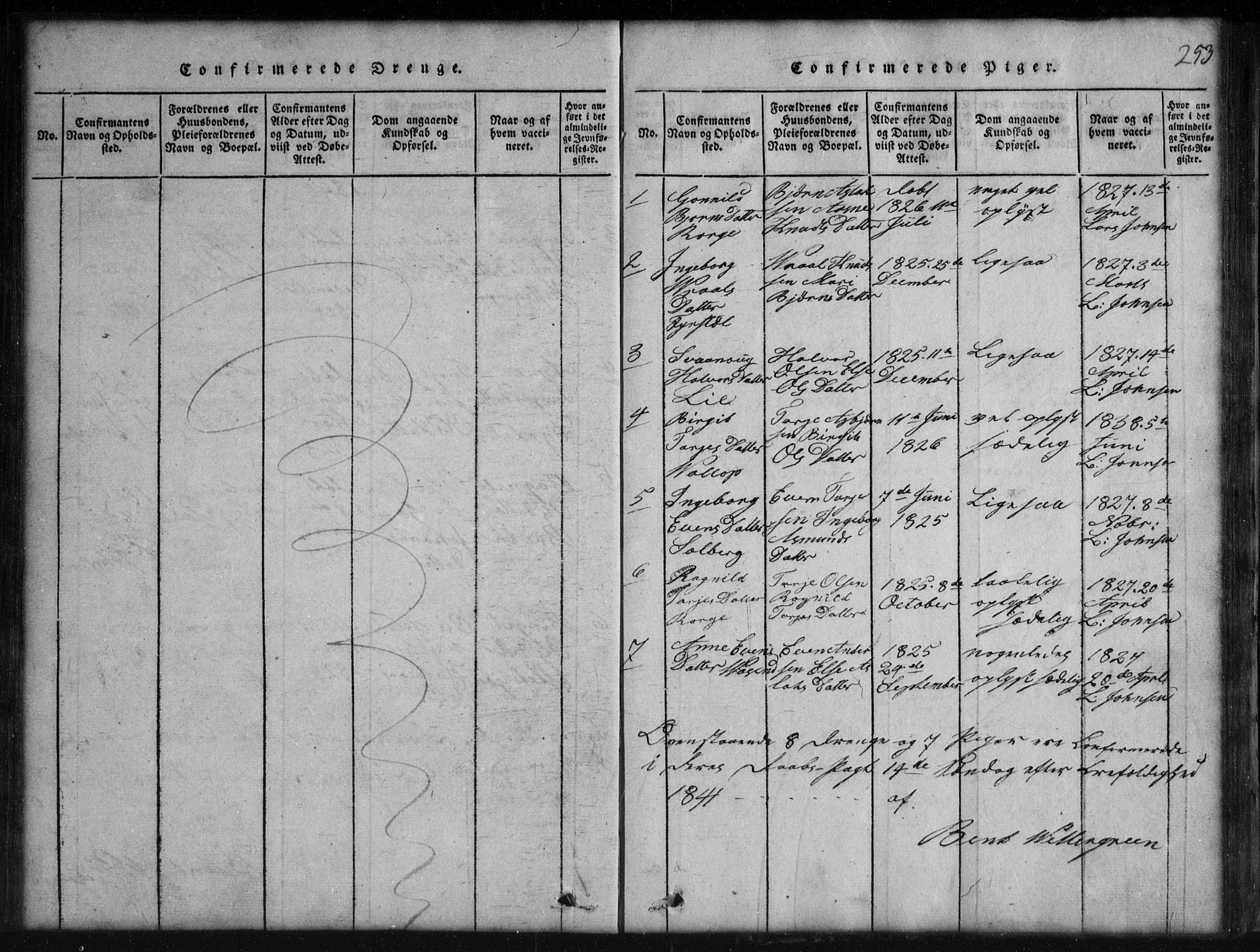 Rauland kirkebøker, SAKO/A-292/G/Gb/L0001: Parish register (copy) no. II 1, 1815-1886, p. 253