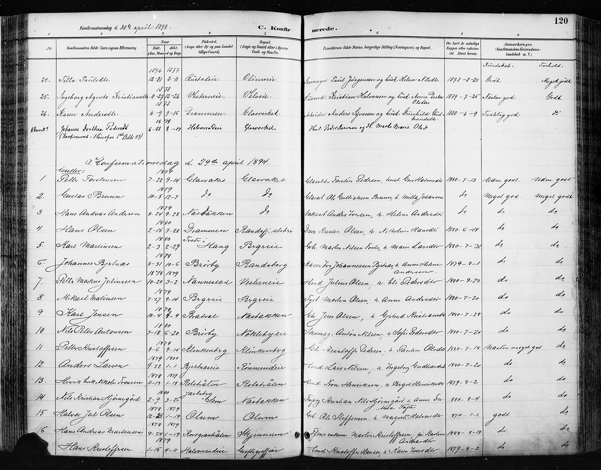 Jevnaker prestekontor, SAH/PREST-116/H/Ha/Haa/L0009: Parish register (official) no. 9, 1891-1901, p. 120