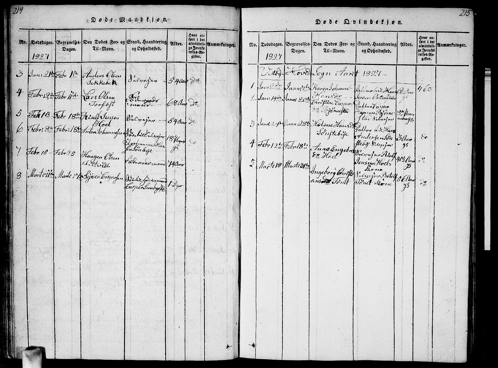 Vestby prestekontor Kirkebøker, AV/SAO-A-10893/F/Fa/L0005: Parish register (official) no. I 5, 1814-1827, p. 214-215