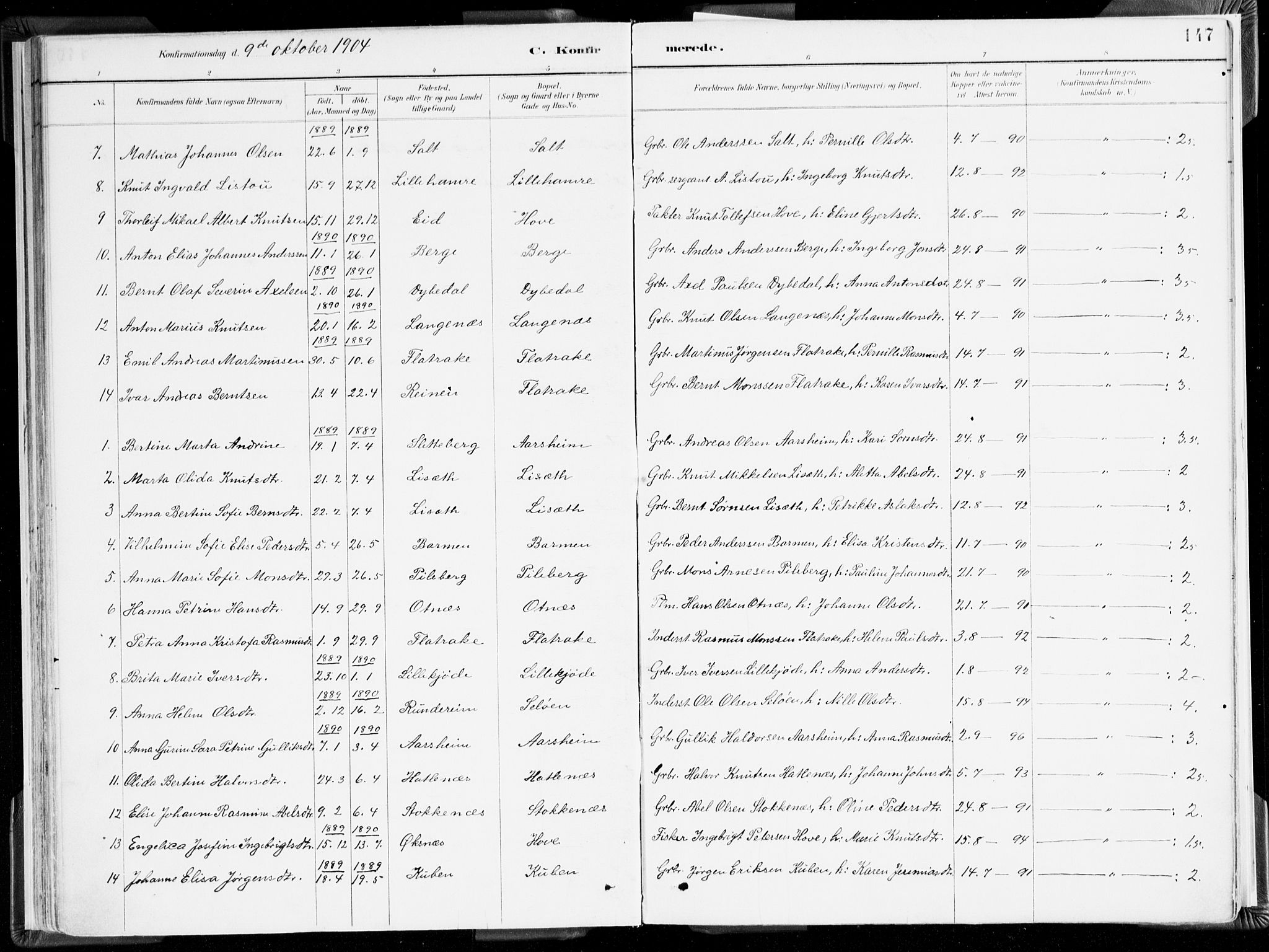 Selje sokneprestembete, SAB/A-99938/H/Ha/Haa/Haab: Parish register (official) no. B 2, 1891-1907, p. 147
