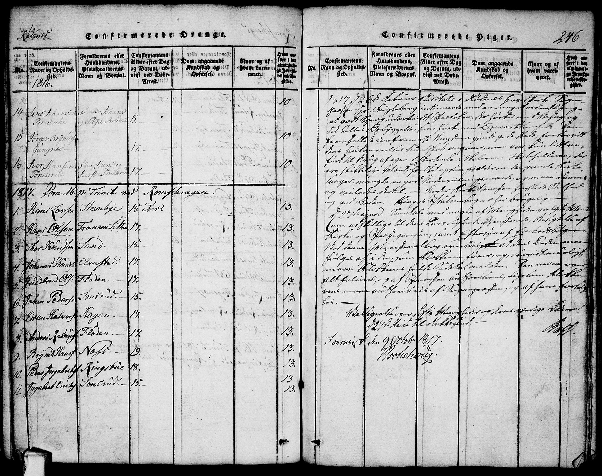 Rødenes prestekontor Kirkebøker, SAO/A-2005/G/Ga/L0001: Parish register (copy) no.  I 1, 1814-1841, p. 246