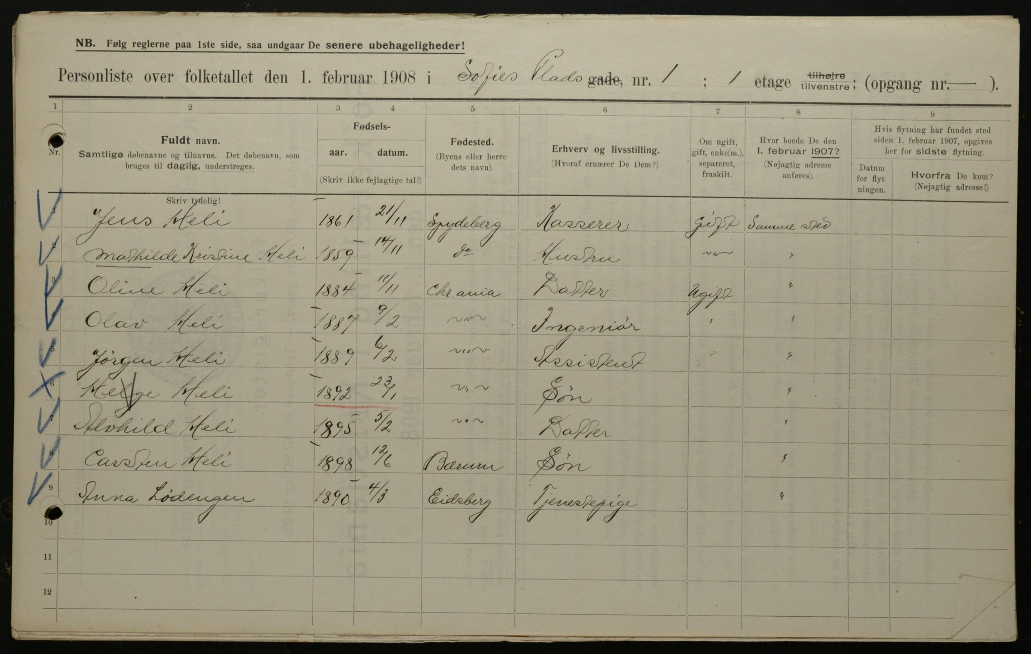 OBA, Municipal Census 1908 for Kristiania, 1908, p. 89529