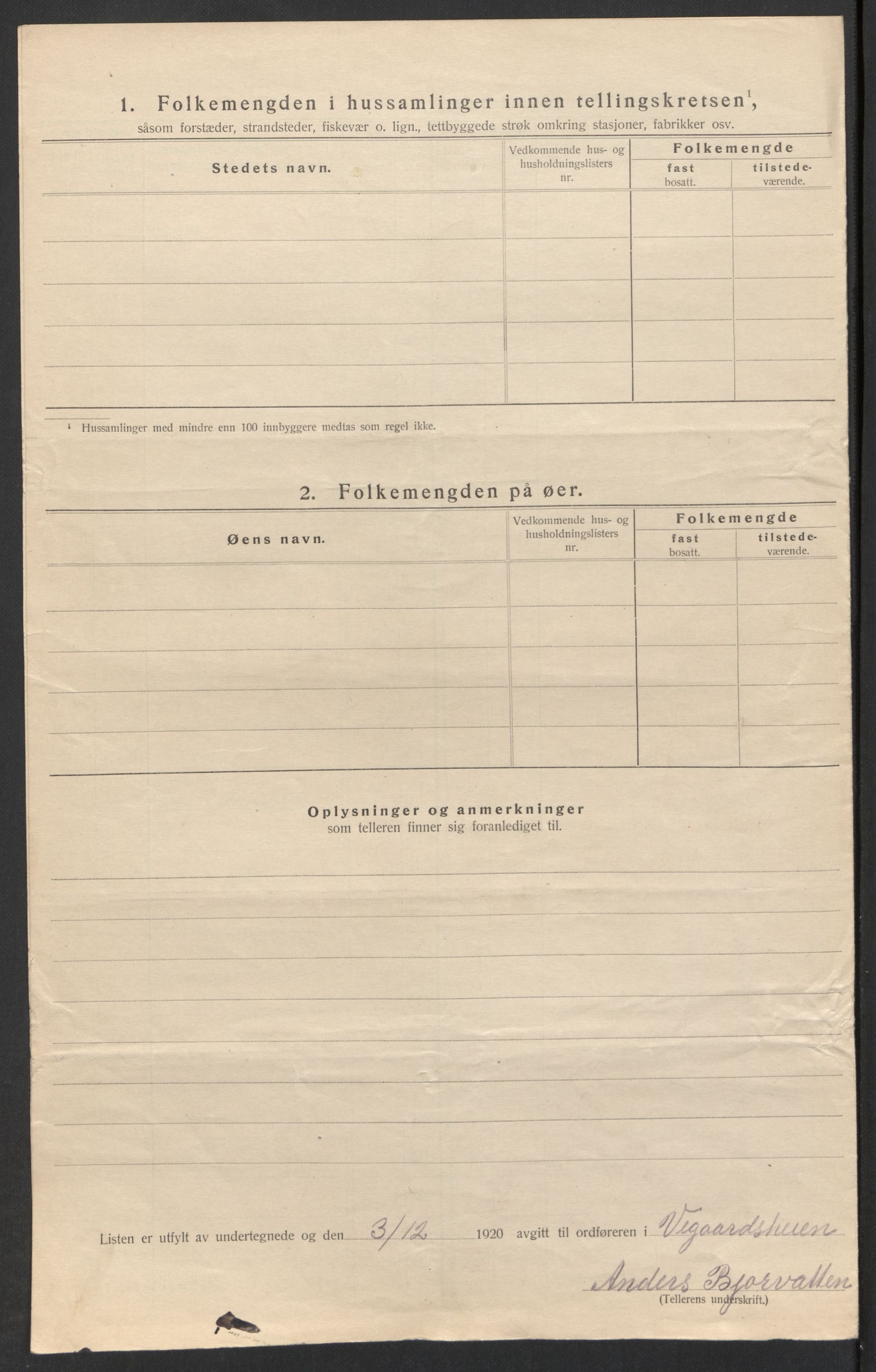 SAK, 1920 census for Vegårshei, 1920, p. 35