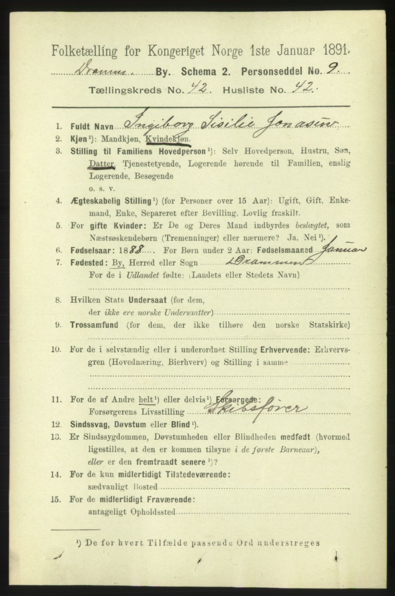 RA, 1891 census for 0602 Drammen, 1891, p. 25030