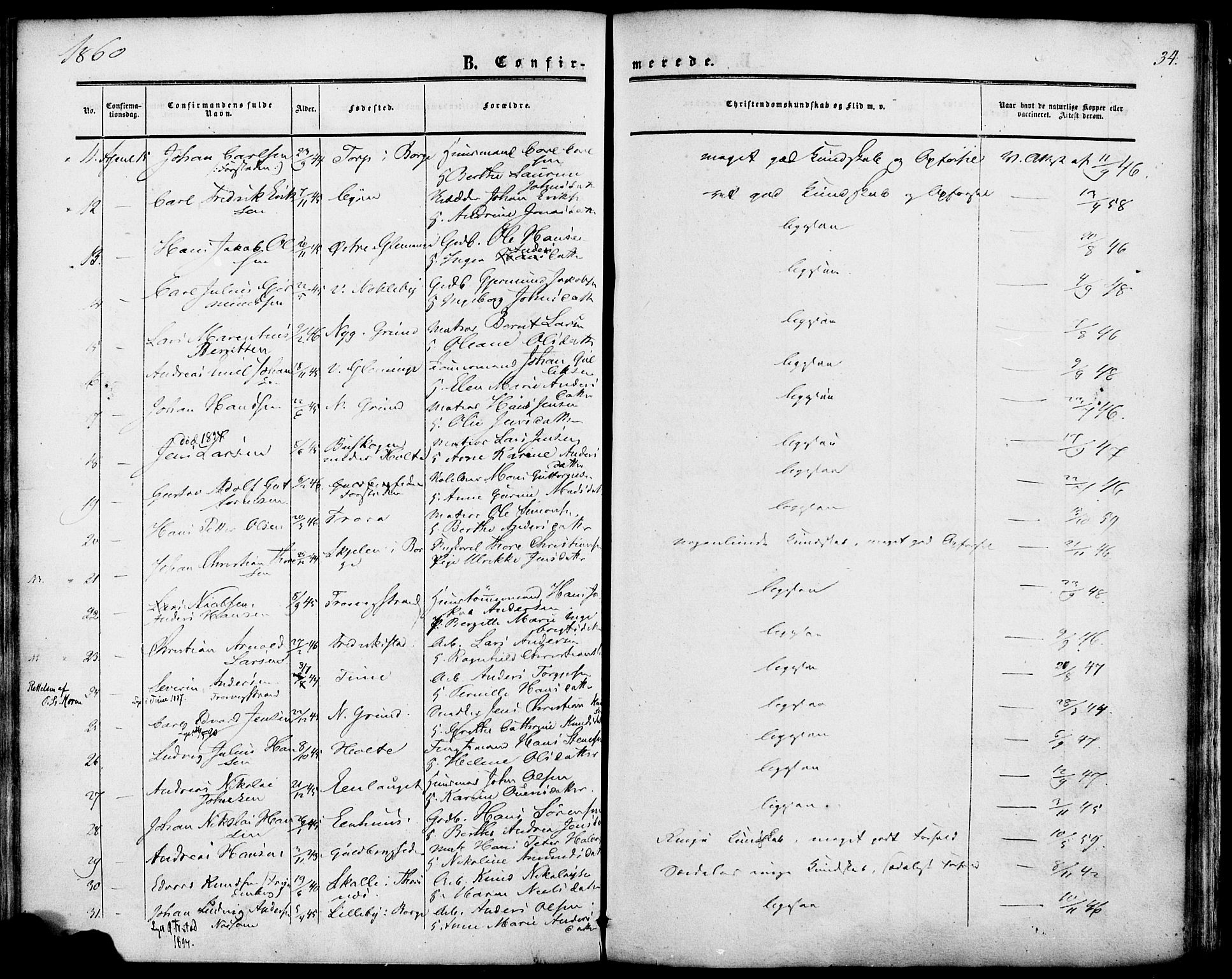 Glemmen prestekontor Kirkebøker, SAO/A-10908/F/Fa/L0006: Parish register (official) no. 6, 1849-1865, p. 34
