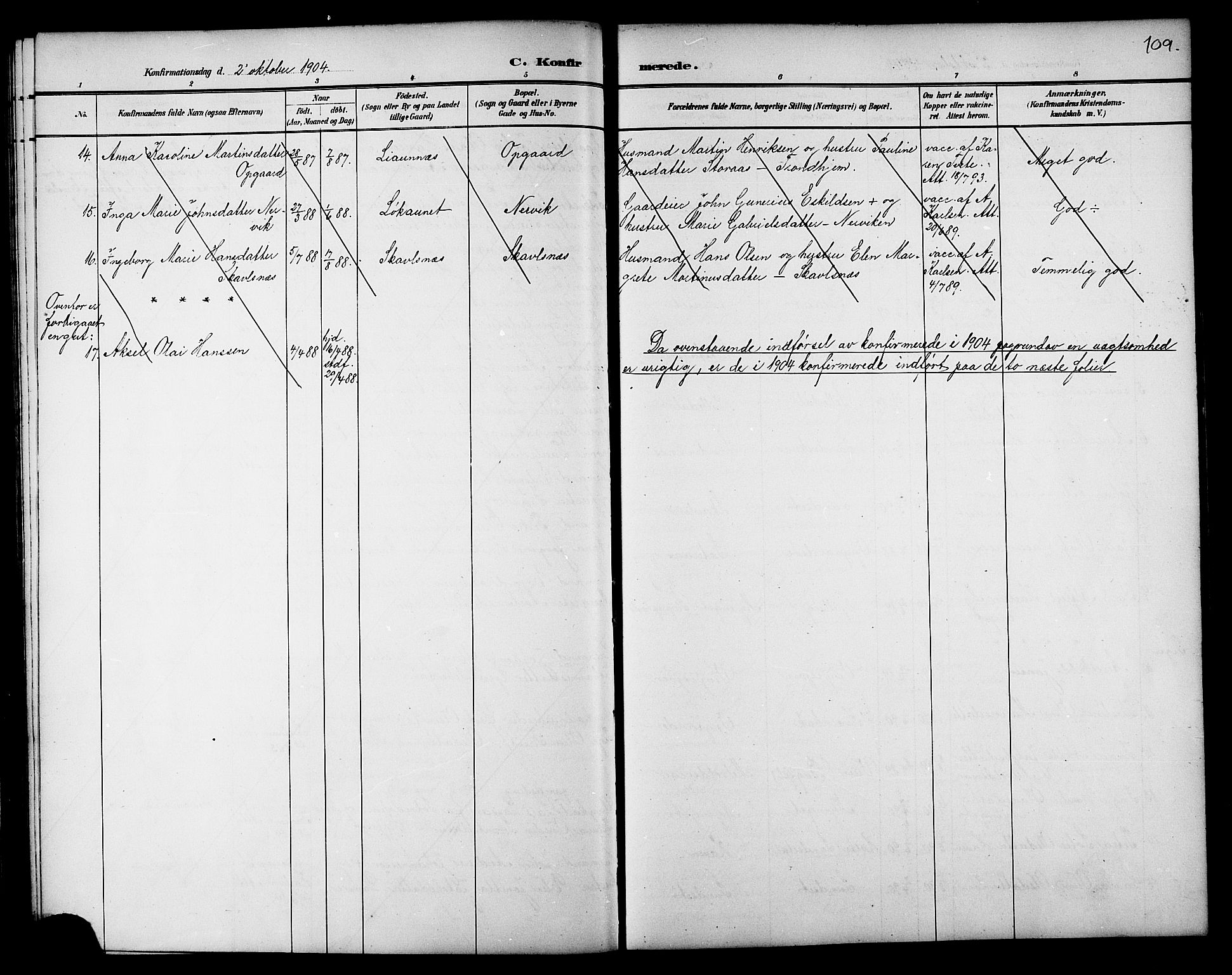 Ministerialprotokoller, klokkerbøker og fødselsregistre - Nord-Trøndelag, SAT/A-1458/733/L0327: Parish register (copy) no. 733C02, 1888-1918, p. 109