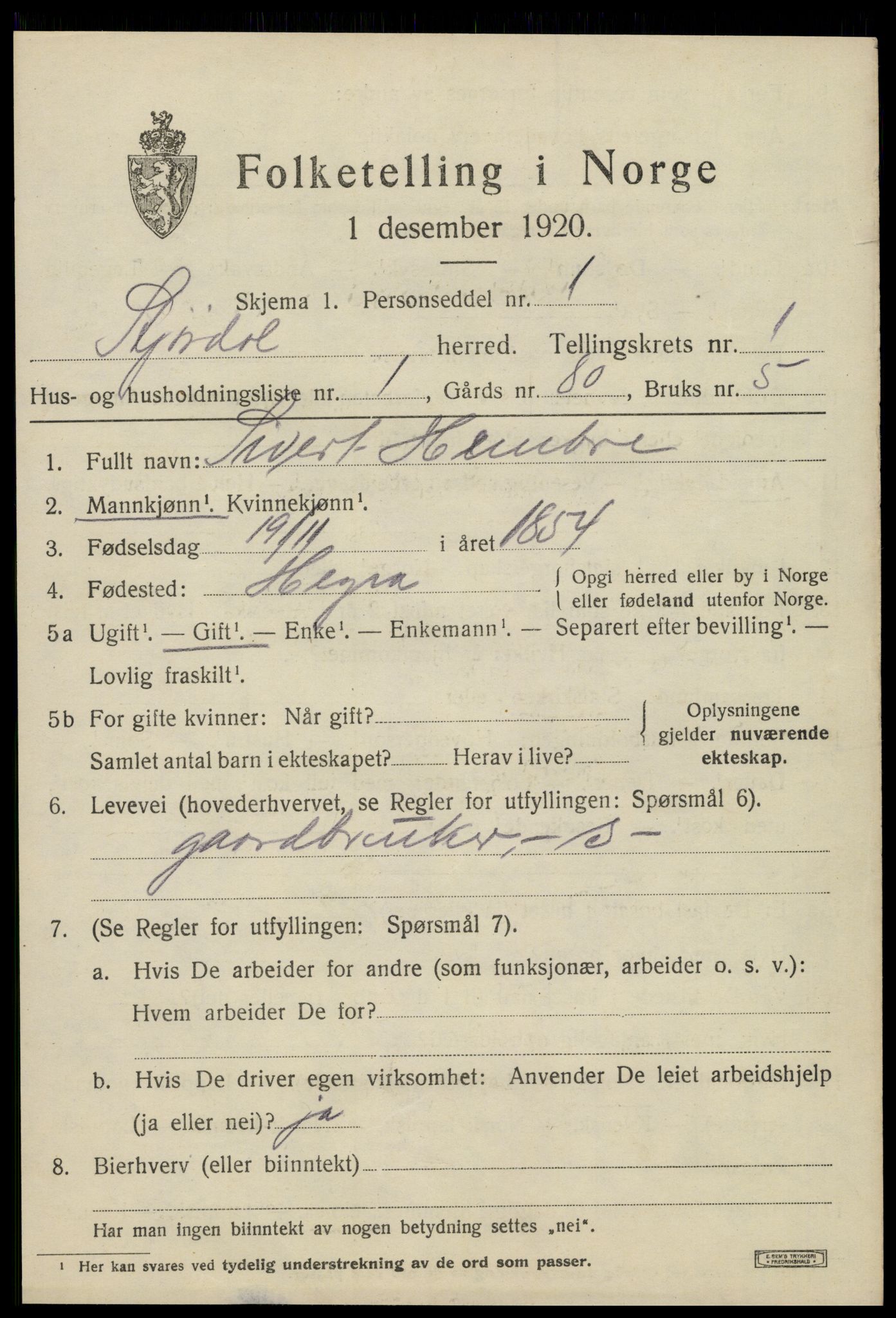 SAT, 1920 census for Stjørdal, 1920, p. 1286