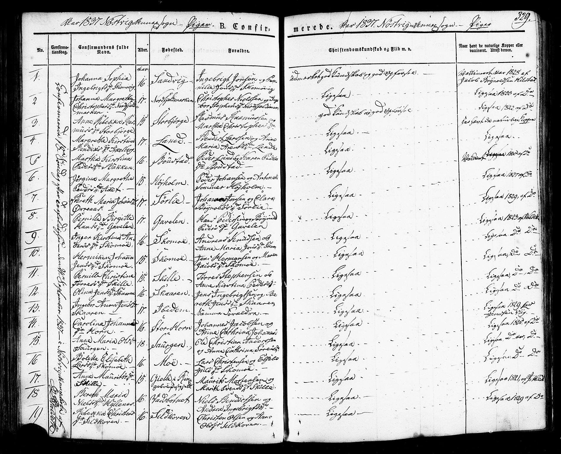 Ministerialprotokoller, klokkerbøker og fødselsregistre - Nordland, SAT/A-1459/814/L0224: Parish register (official) no. 814A05, 1834-1874, p. 329