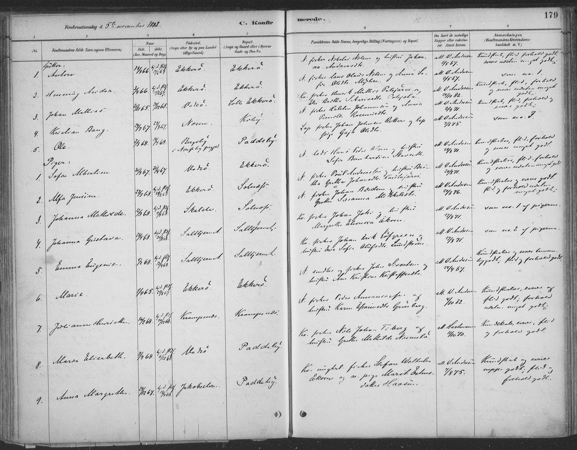 Vadsø sokneprestkontor, SATØ/S-1325/H/Ha/L0009kirke: Parish register (official) no. 9, 1881-1917, p. 179