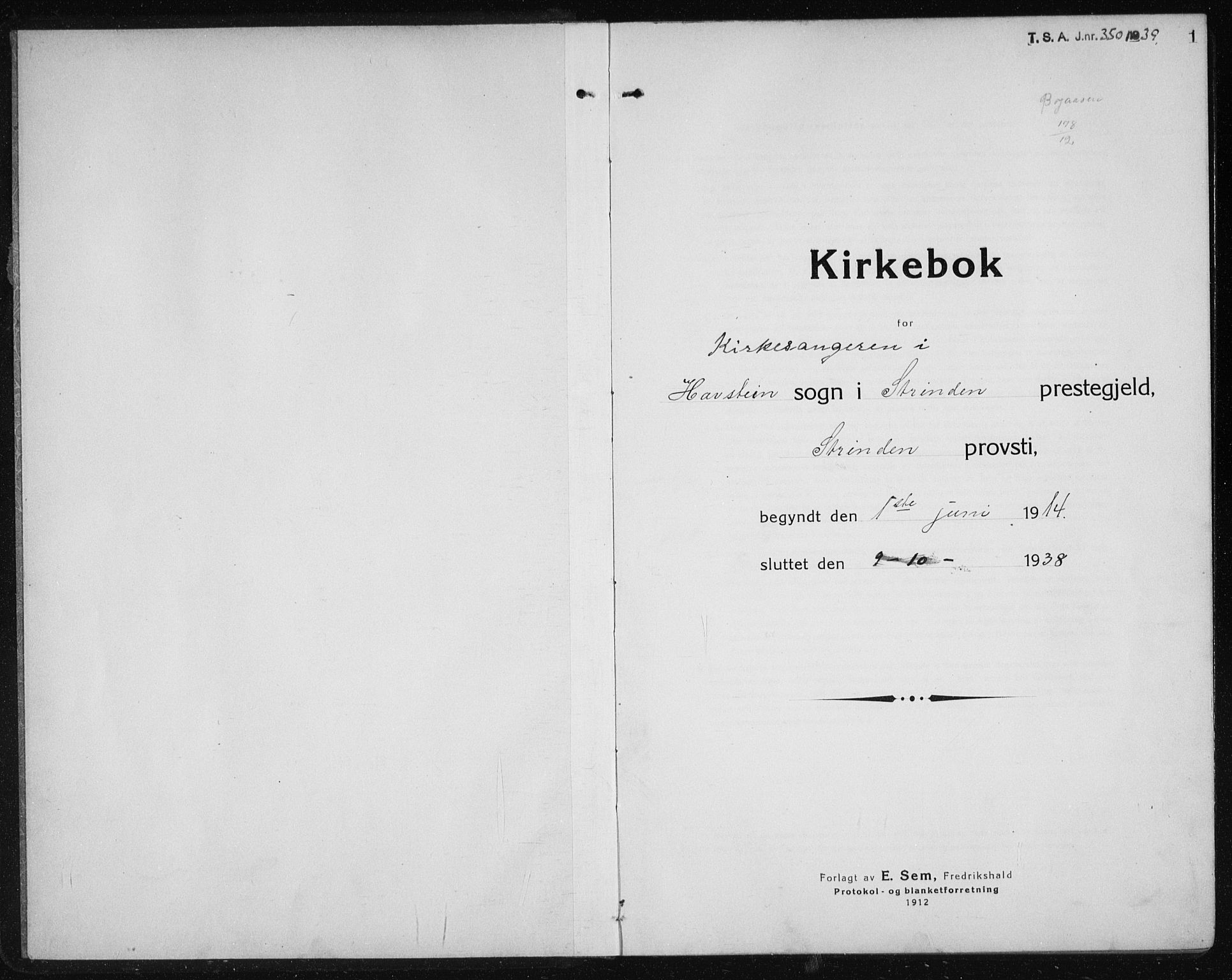 Ministerialprotokoller, klokkerbøker og fødselsregistre - Sør-Trøndelag, AV/SAT-A-1456/611/L0356: Parish register (copy) no. 611C04, 1914-1938, p. 1