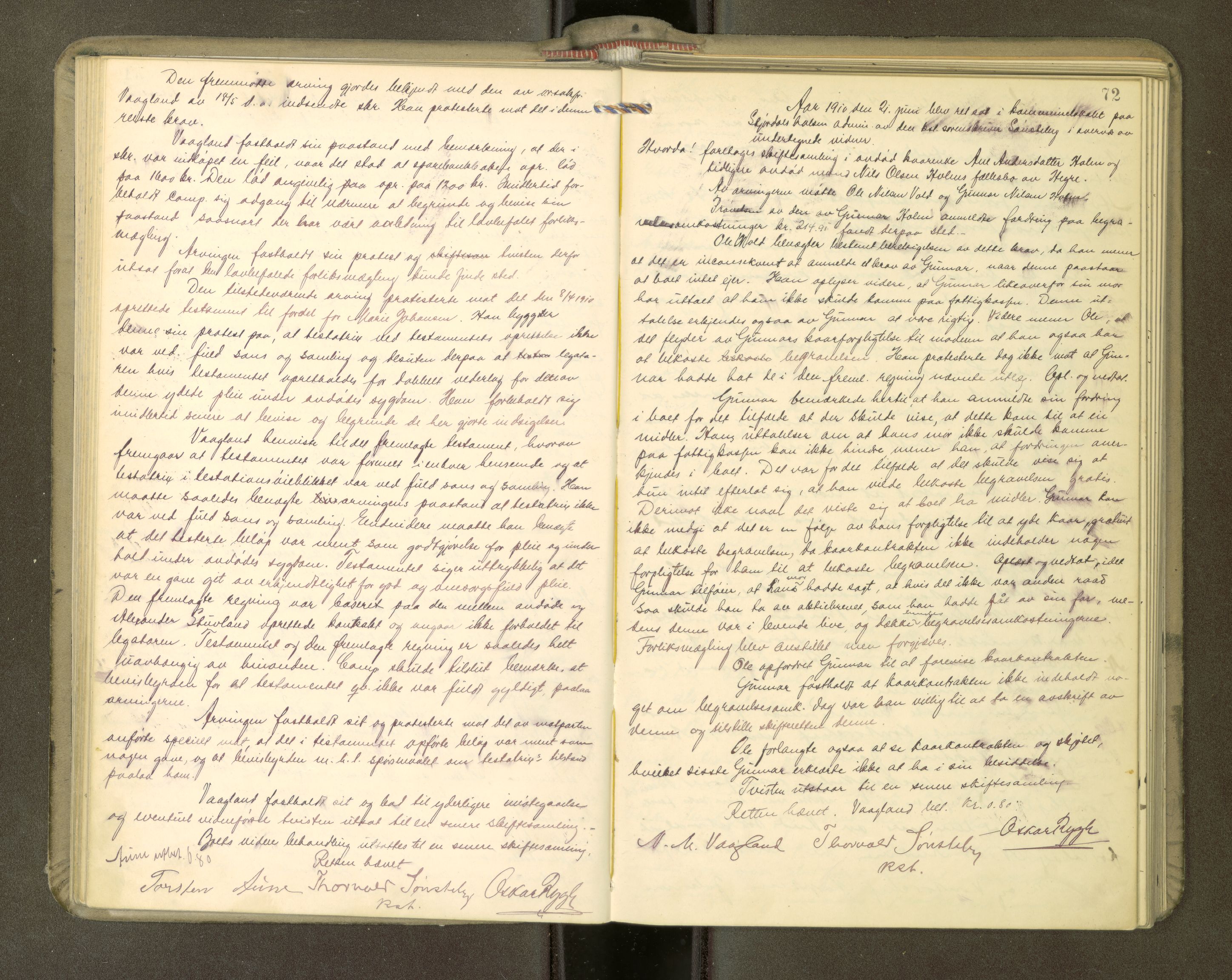 Stjør- og Verdal sorenskriveri, AV/SAT-A-4167/1/3/3B/L0011: Skifteforhandlingsprotokoll, 1909-1912, p. 72