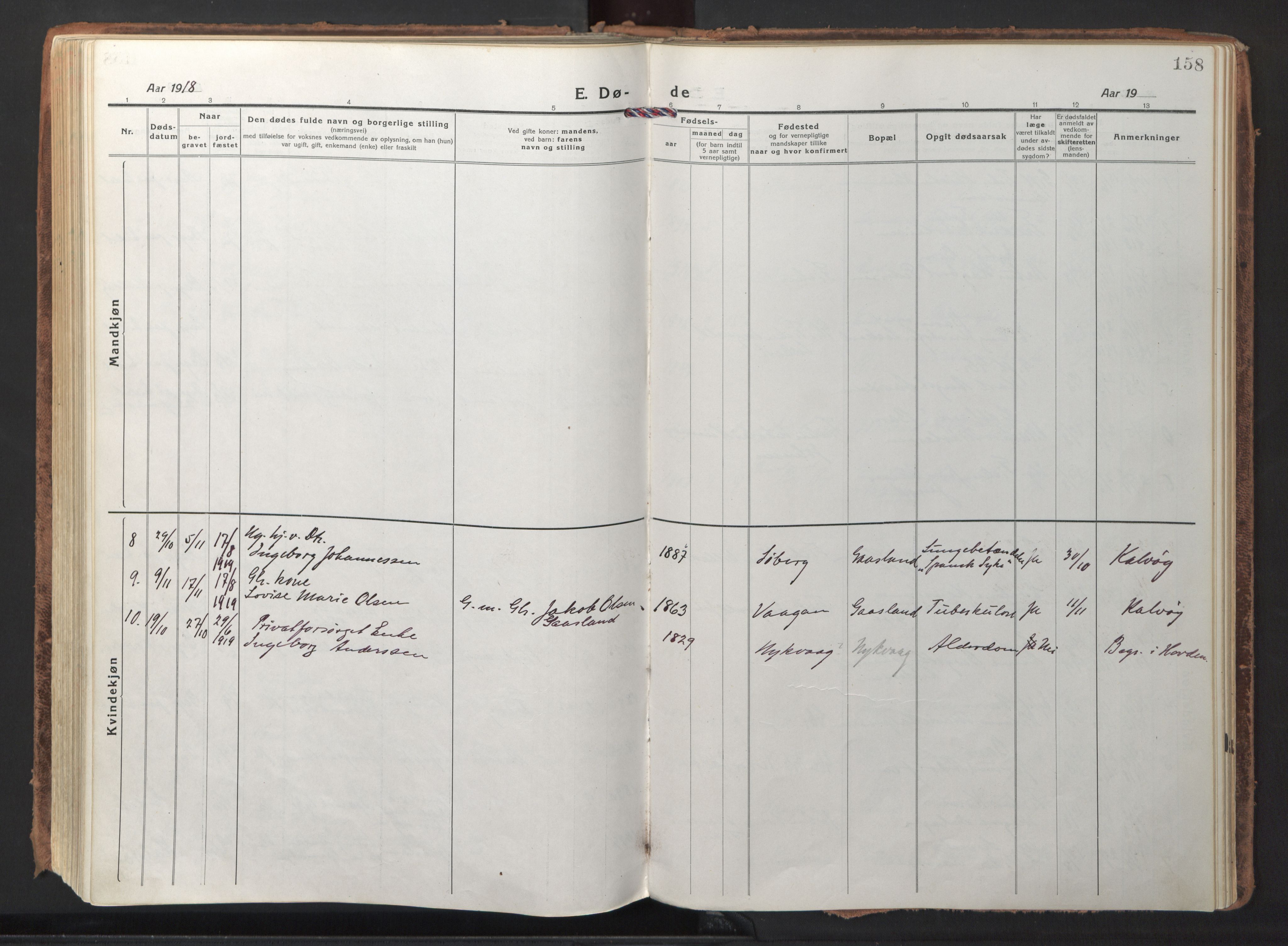 Ministerialprotokoller, klokkerbøker og fødselsregistre - Nordland, AV/SAT-A-1459/892/L1323: Parish register (official) no. 892A04, 1917-1934, p. 158