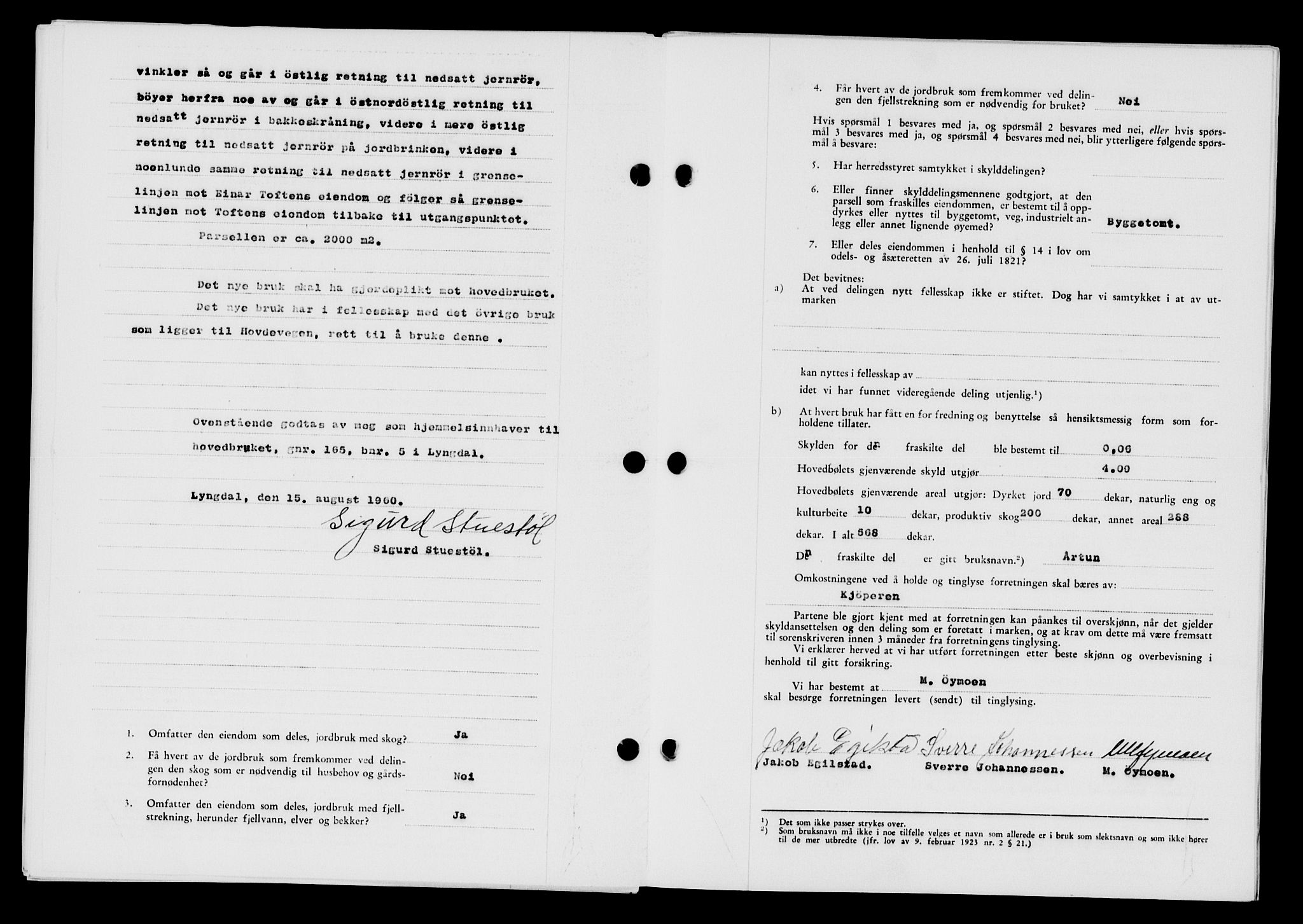 Lyngdal sorenskriveri, AV/SAK-1221-0004/G/Gb/L0680: Mortgage book no. A XXVI, 1960-1960, Diary no: : 997/1960