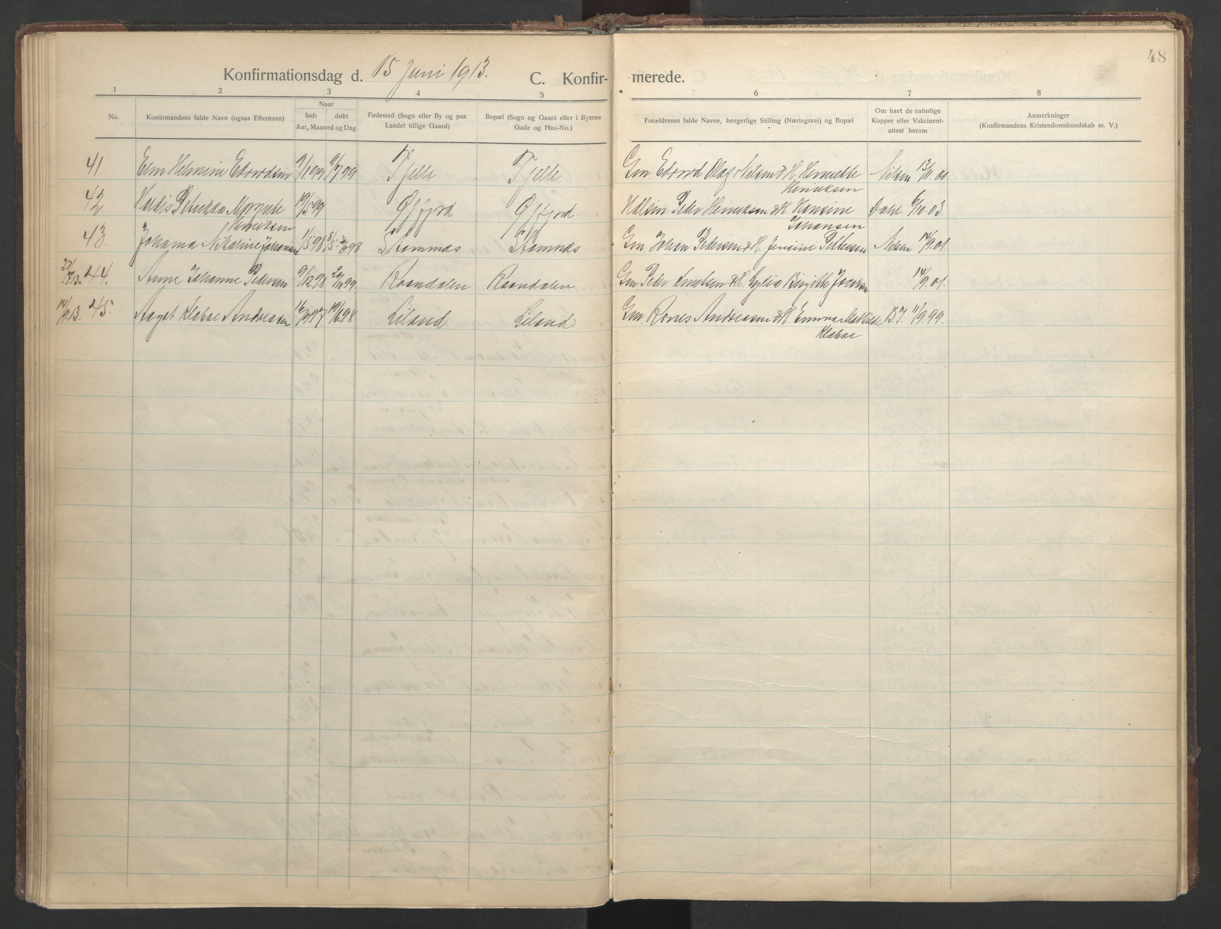 Ministerialprotokoller, klokkerbøker og fødselsregistre - Nordland, AV/SAT-A-1459/863/L0901: Parish register (official) no. 863A13, 1906-1934, p. 48