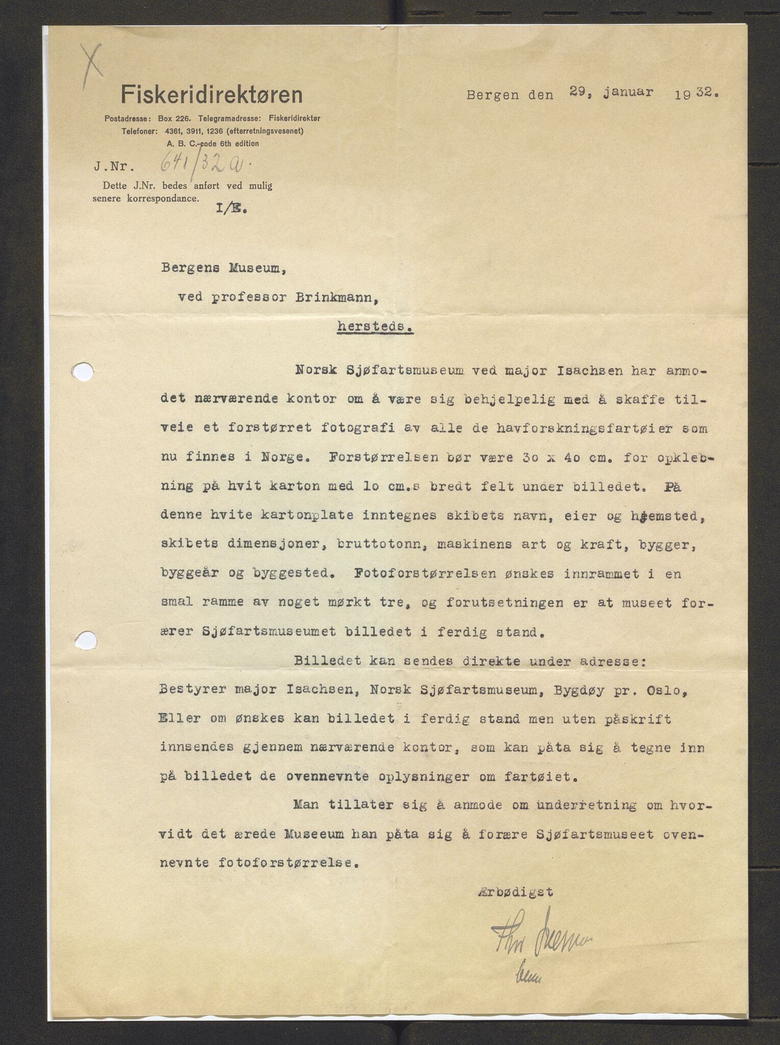 Bergens Museum, AV/SAB-A-17301/13/D/L0002: Korrespondanse , 1928-1940, p. 439