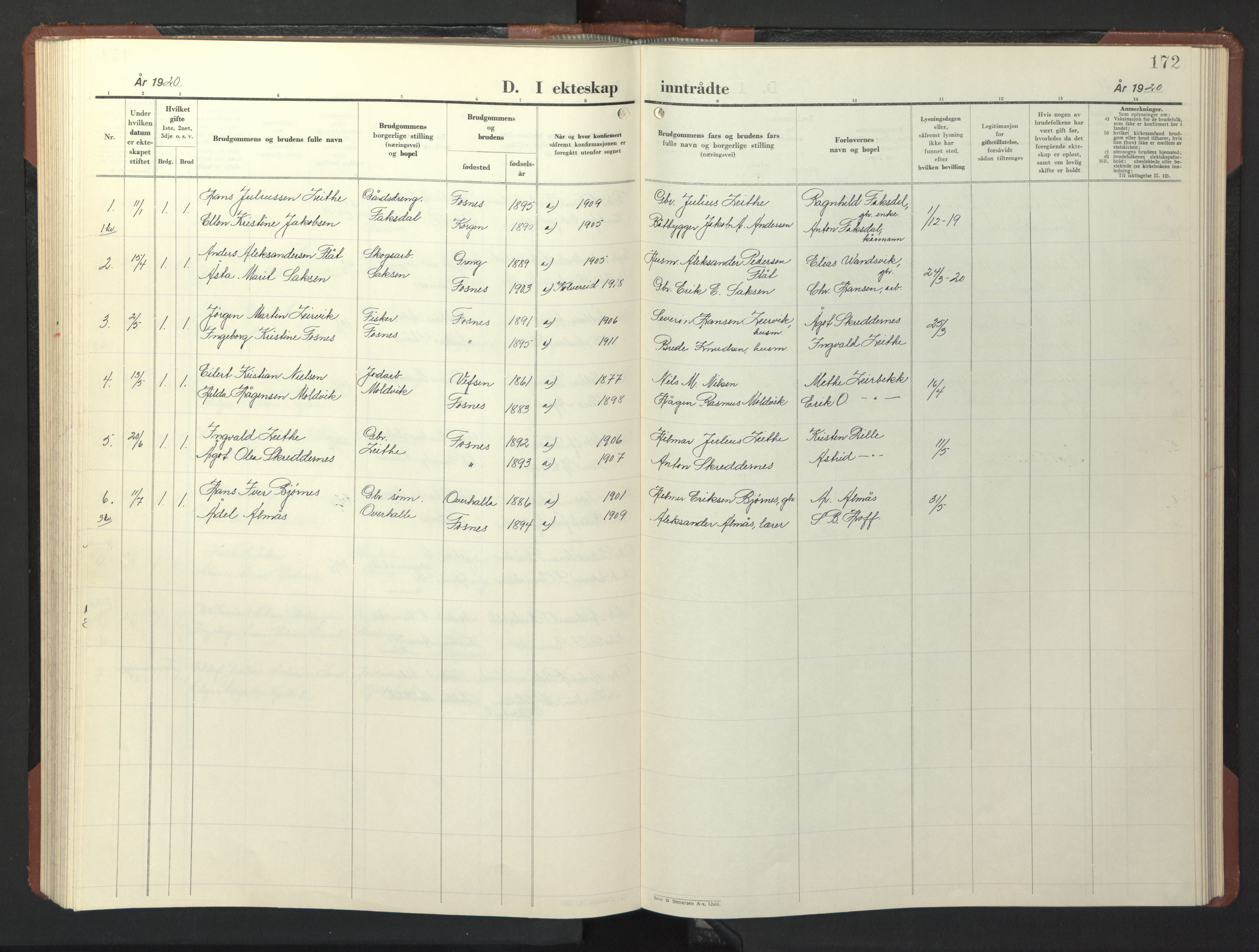 Ministerialprotokoller, klokkerbøker og fødselsregistre - Nord-Trøndelag, SAT/A-1458/773/L0625: Parish register (copy) no. 773C01, 1910-1952, p. 172