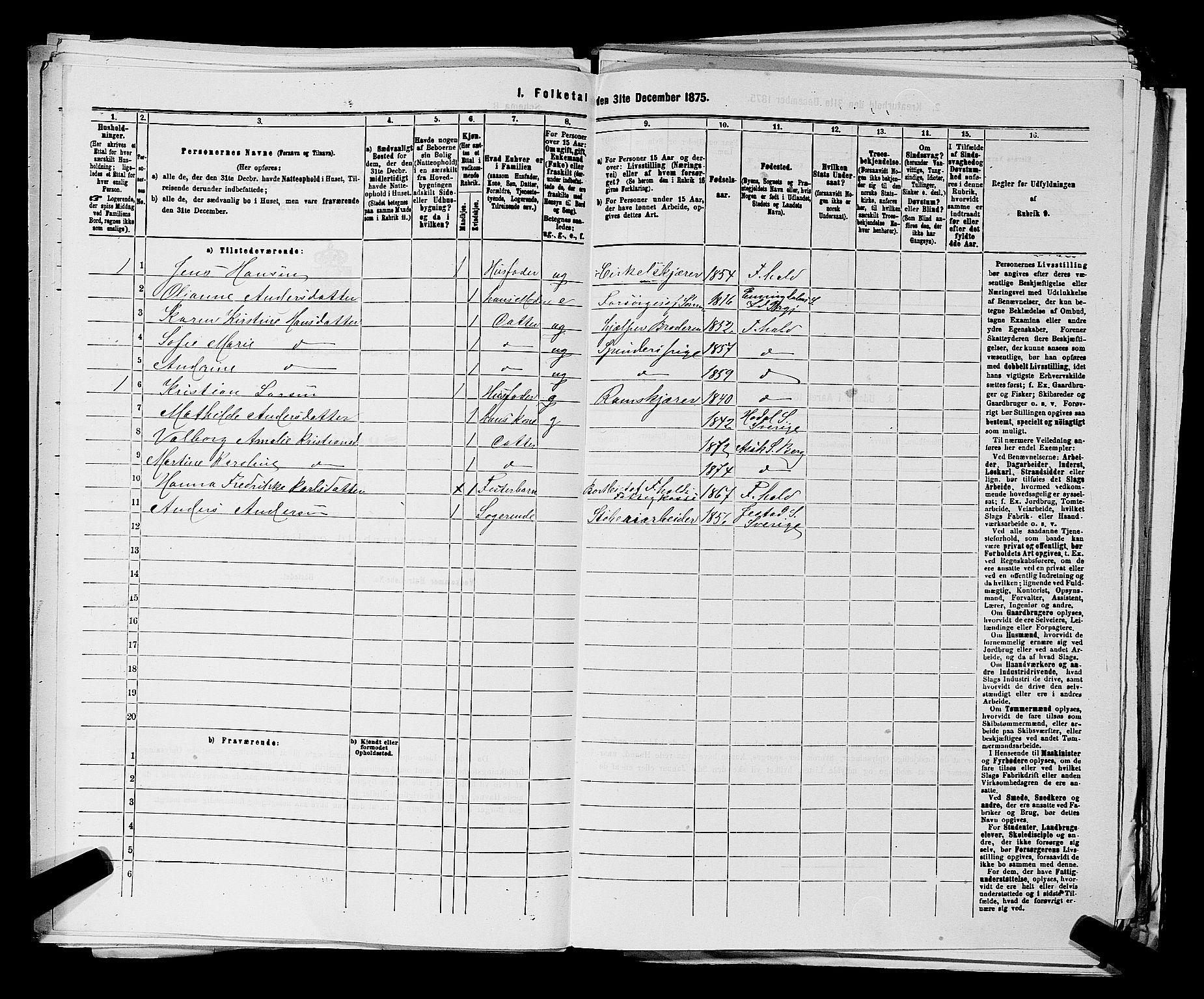 RA, 1875 census for 0116P Berg, 1875, p. 722