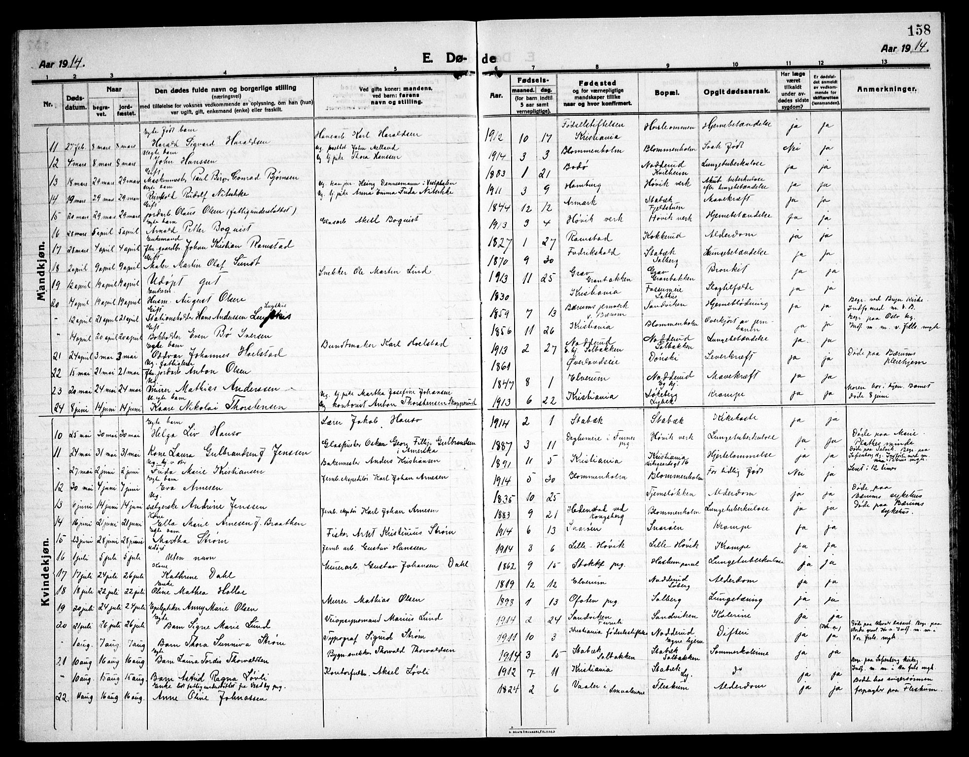 Østre Bærum prestekontor Kirkebøker, AV/SAO-A-10887/G/Ga/L0002: Parish register (copy) no. 2, 1912-1929, p. 158