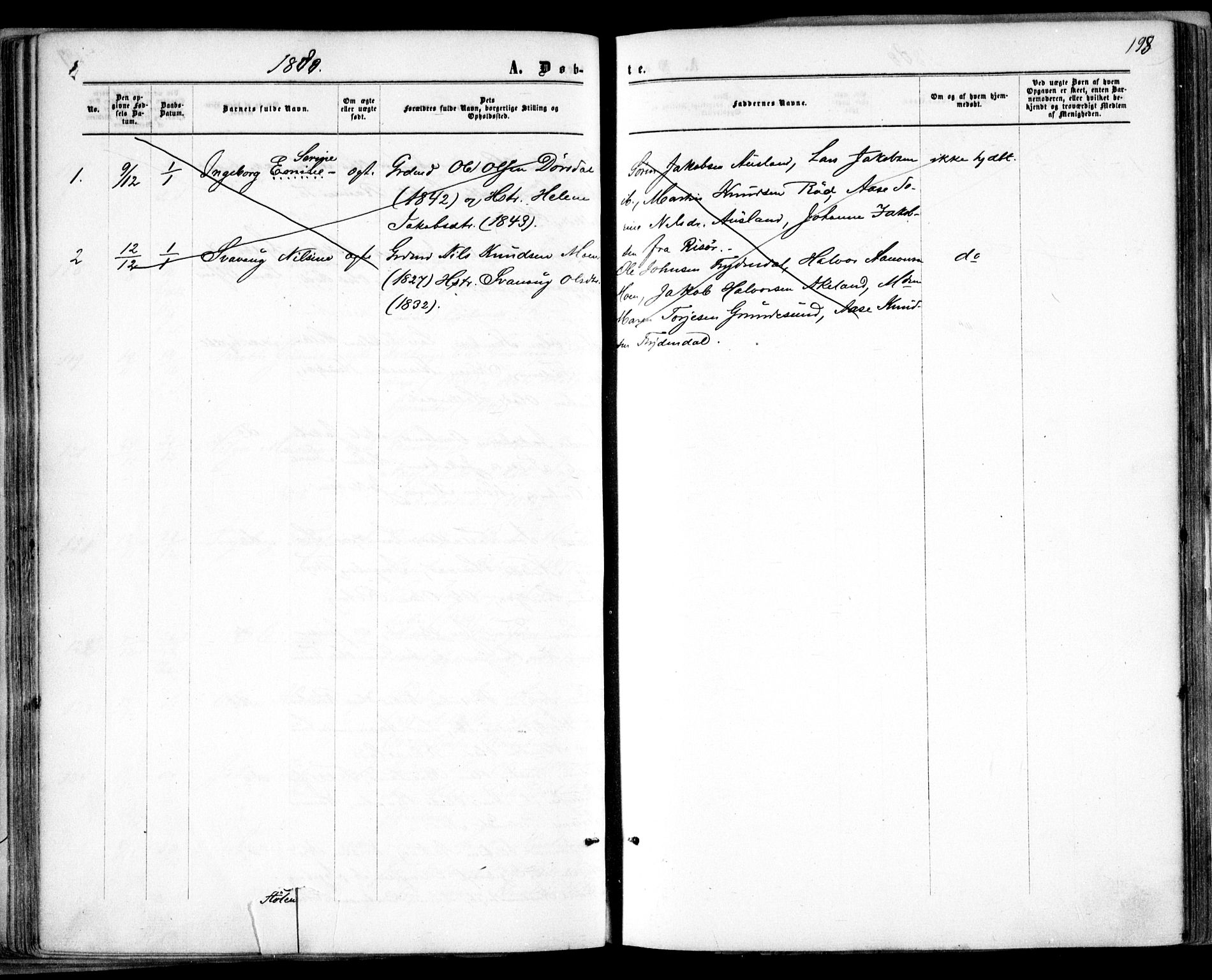 Søndeled sokneprestkontor, AV/SAK-1111-0038/F/Fa/L0003: Parish register (official) no. A 3, 1861-1879, p. 198