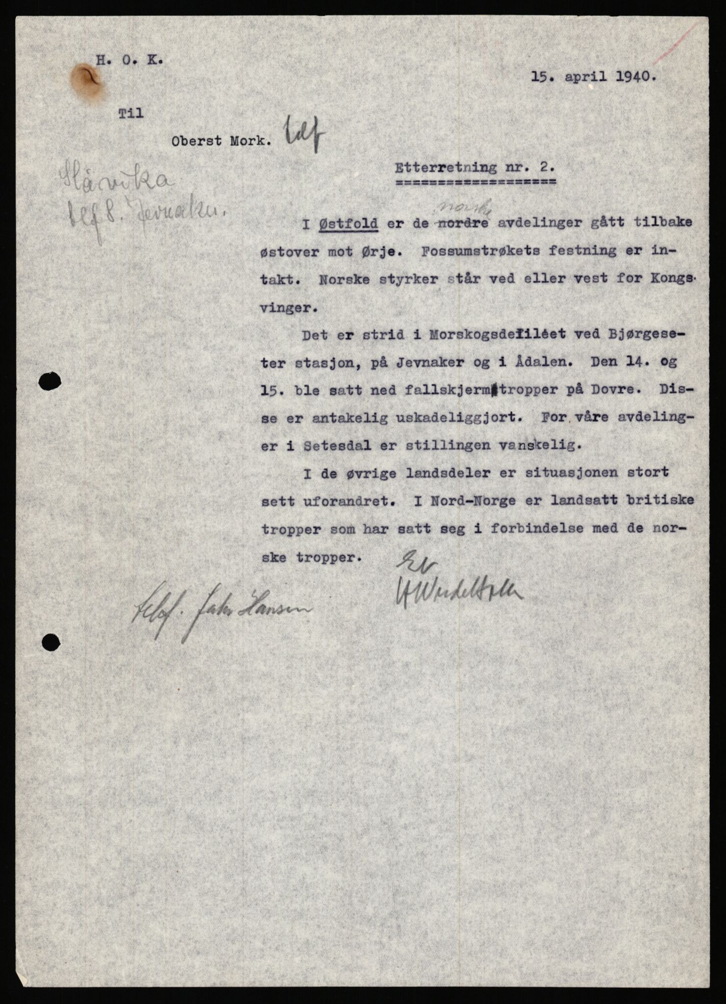Forsvaret, Forsvarets krigshistoriske avdeling, AV/RA-RAFA-2017/Y/Ya/L0031: II-C-11-51 - Hærens overkommando, 1940, p. 40