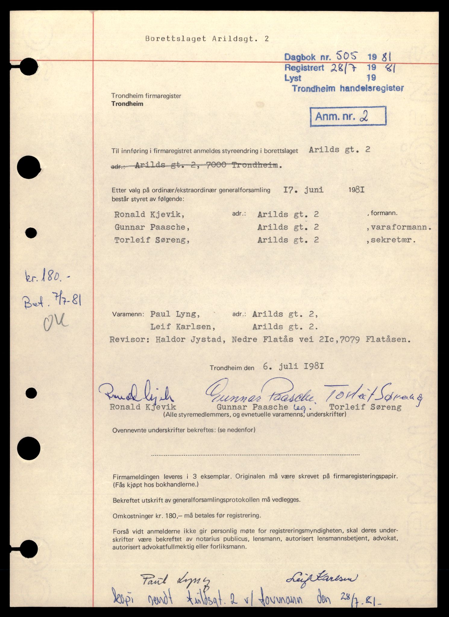 Trondheim byfogd, AV/SAT-A-0003/2/J/Jd/Jdd/L0067: Borettslag, A-Fr, 1944-1990, p. 3