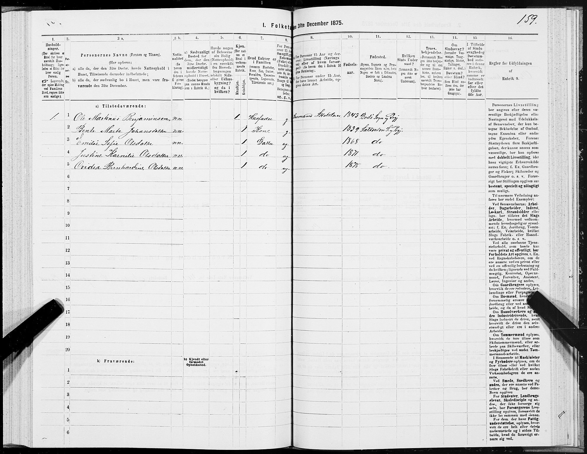 SAT, 1875 census for 1840P Saltdal, 1875, p. 2159
