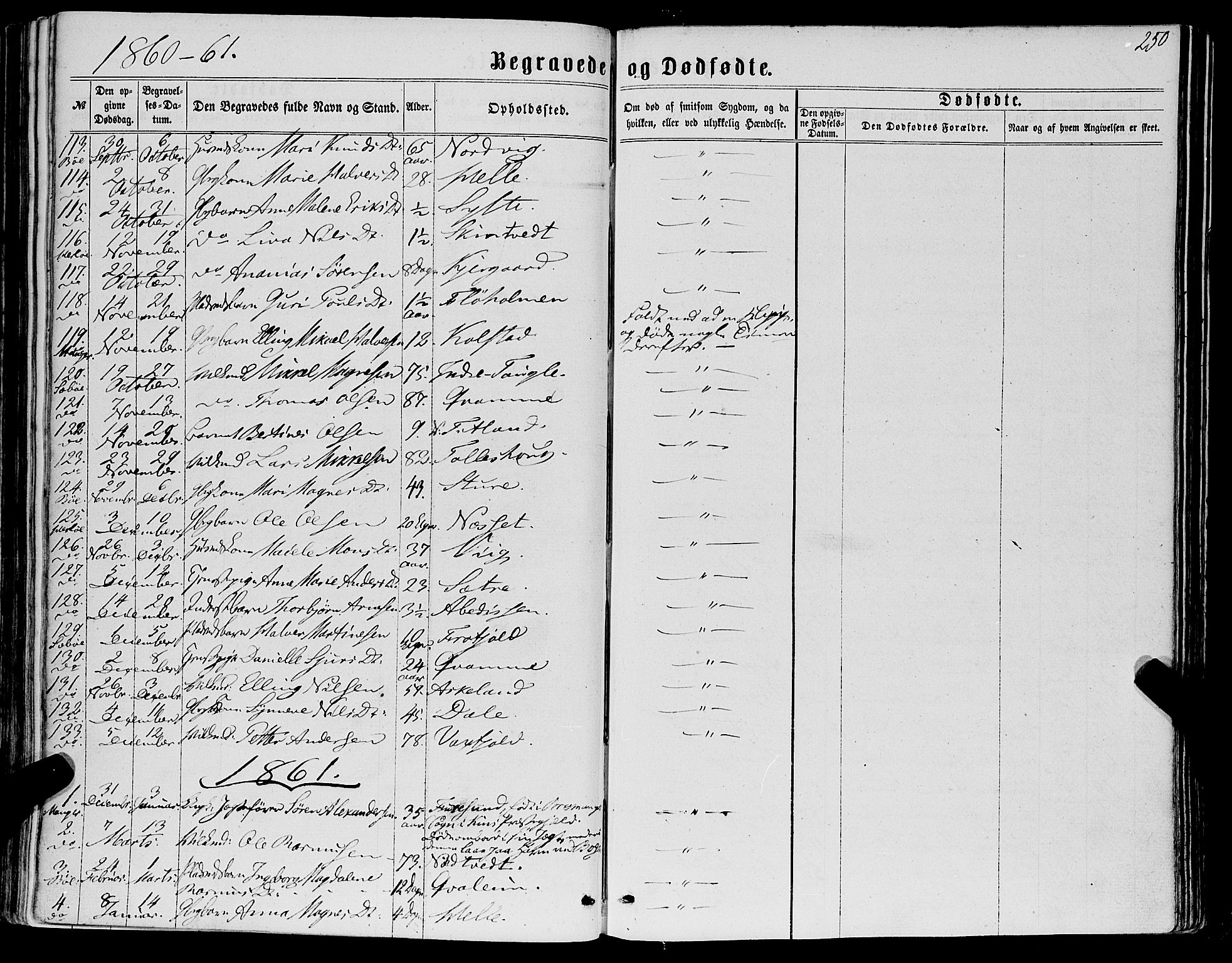 Manger sokneprestembete, SAB/A-76801/H/Haa: Parish register (official) no. A 7, 1860-1870, p. 250