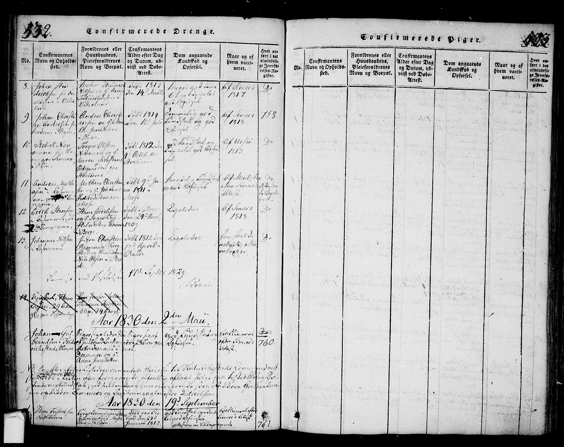Fredrikstad prestekontor Kirkebøker, SAO/A-11082/F/Fa/L0004: Parish register (official) no. 4, 1816-1834, p. 532-533
