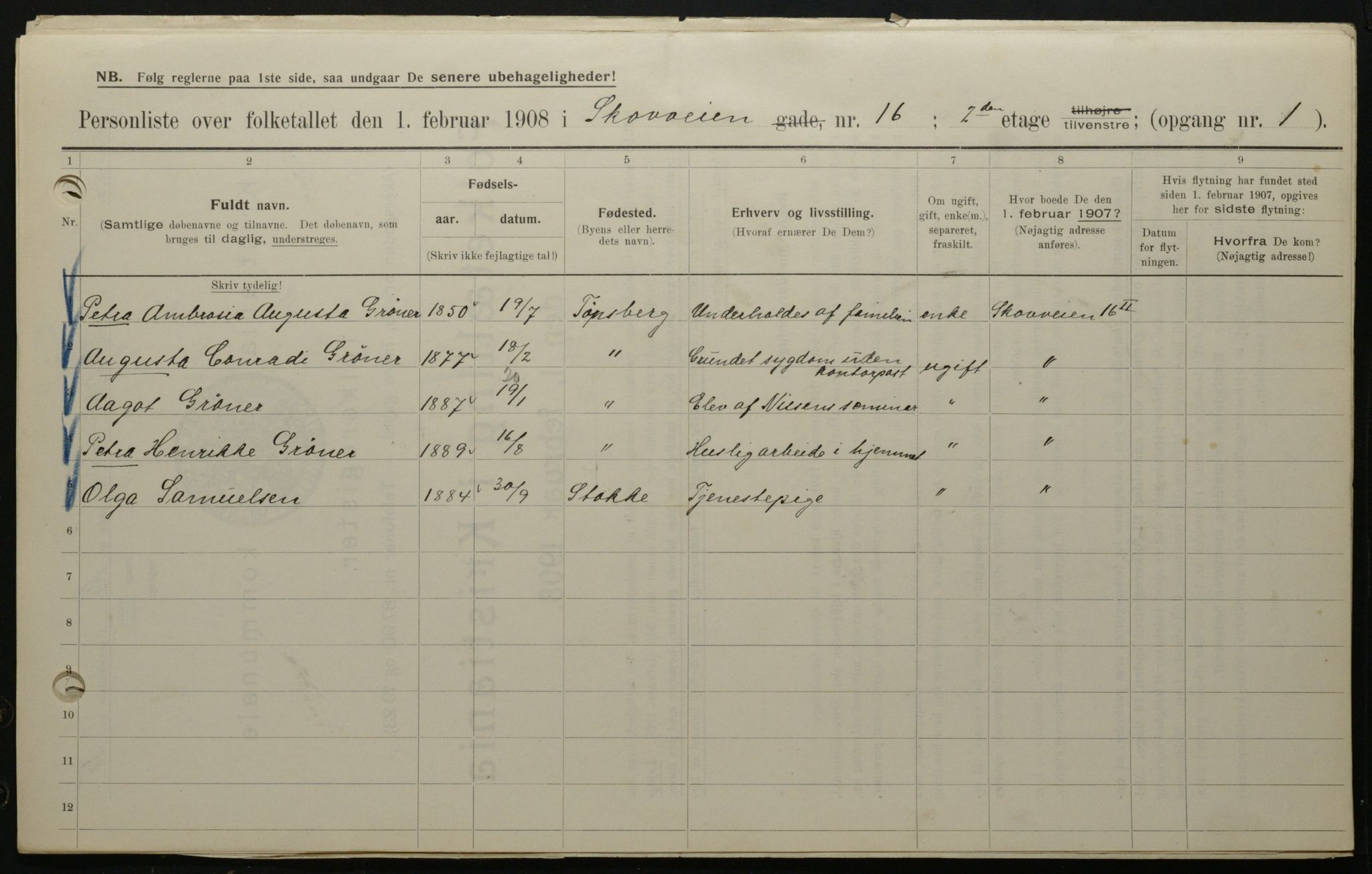 OBA, Municipal Census 1908 for Kristiania, 1908, p. 86977