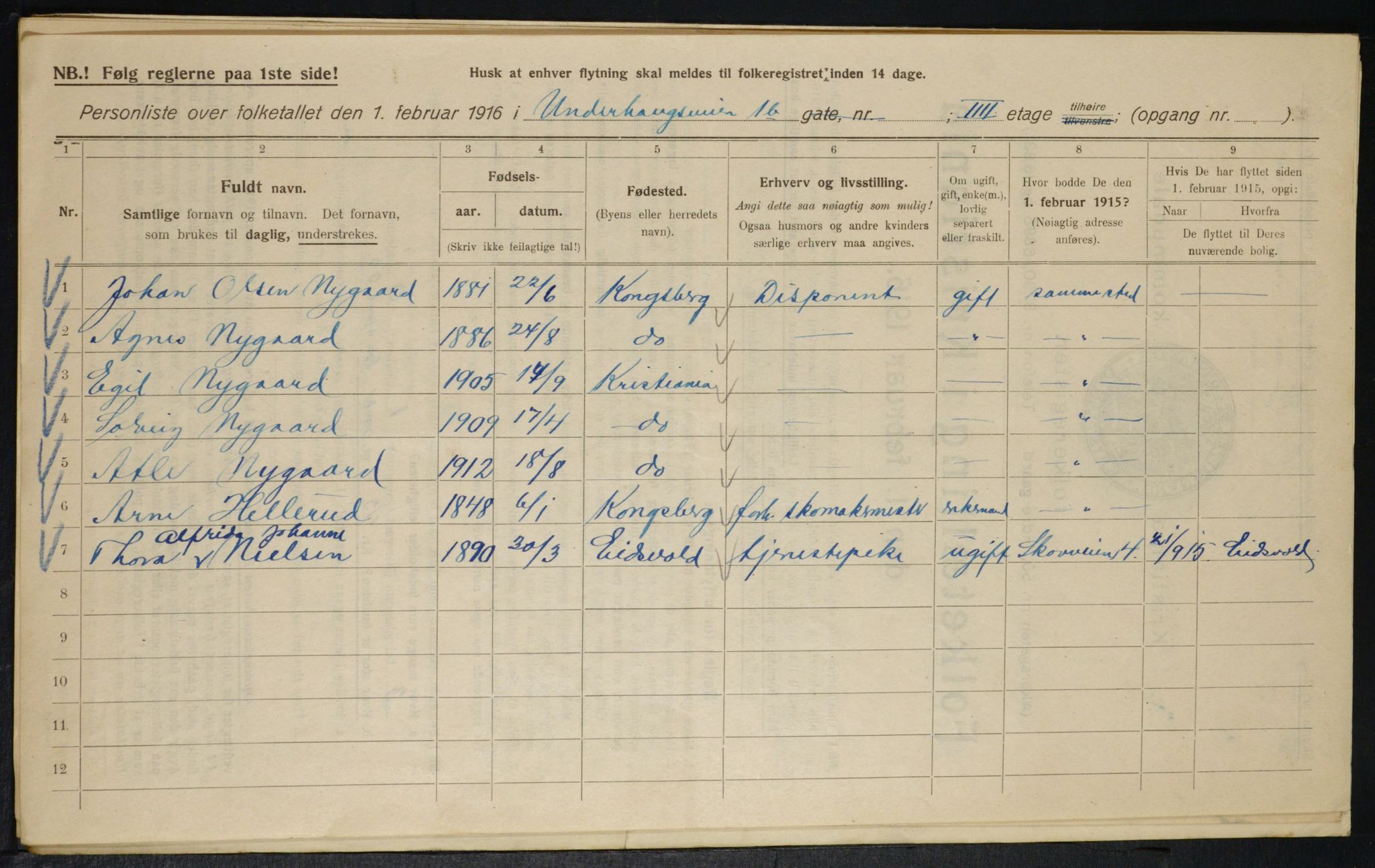 OBA, Municipal Census 1916 for Kristiania, 1916, p. 123485