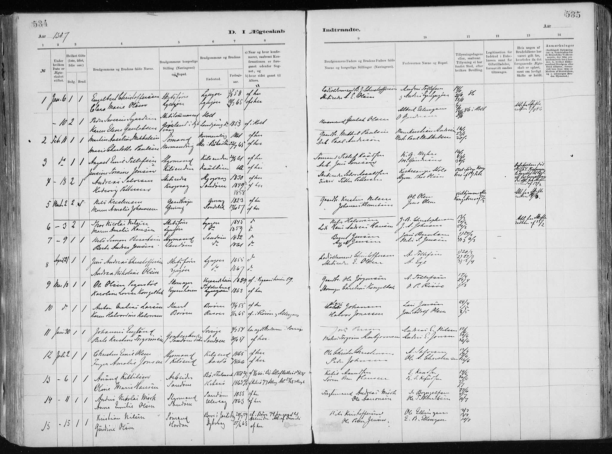 Dypvåg sokneprestkontor, SAK/1111-0007/F/Fa/Faa/L0008: Parish register (official) no. A 8, 1885-1906, p. 534-535
