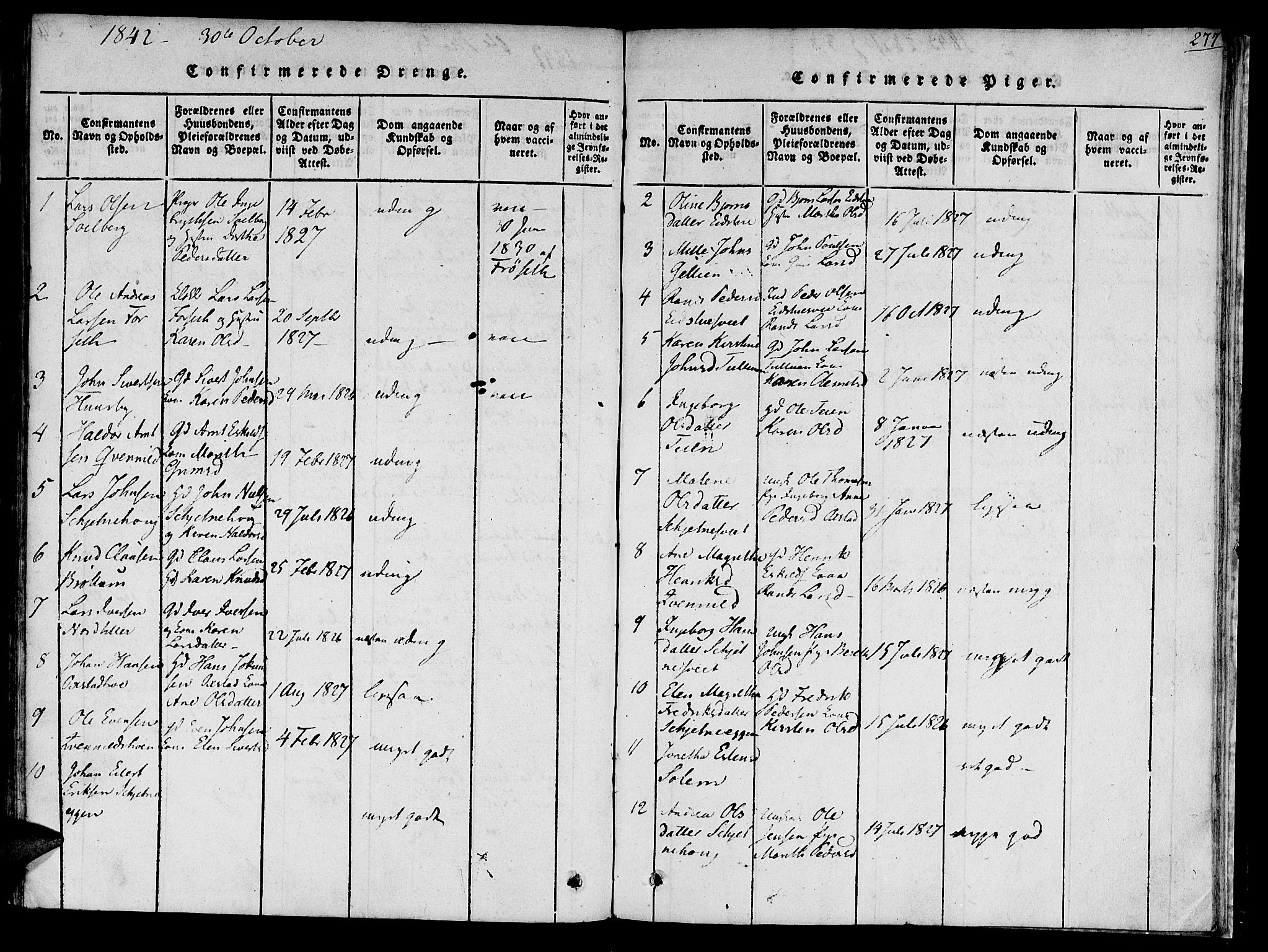 Ministerialprotokoller, klokkerbøker og fødselsregistre - Sør-Trøndelag, SAT/A-1456/618/L0439: Parish register (official) no. 618A04 /1, 1816-1843, p. 277