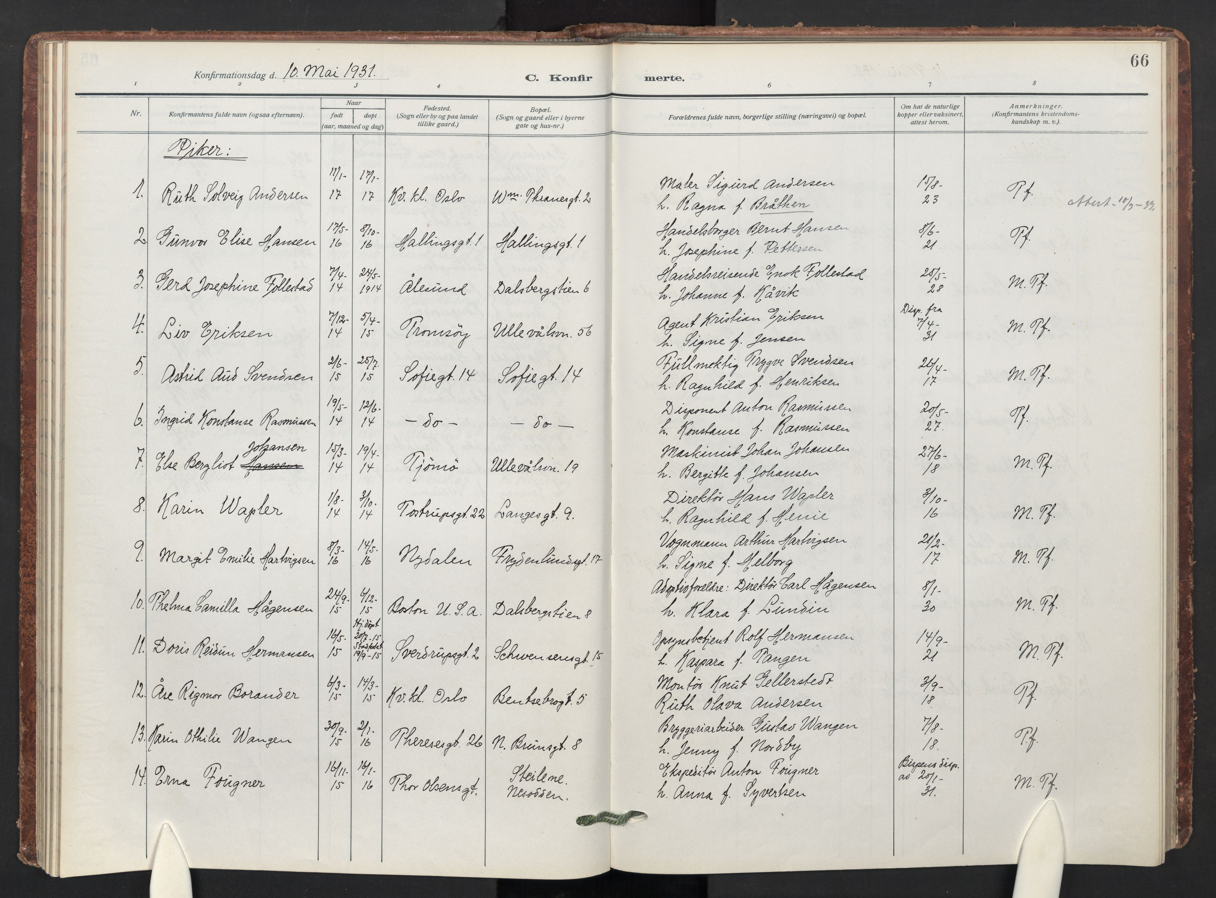 Markus prestekontor Kirkebøker, AV/SAO-A-10830/F/L0002: Parish register (official) no. 2, 1917-1949, p. 66