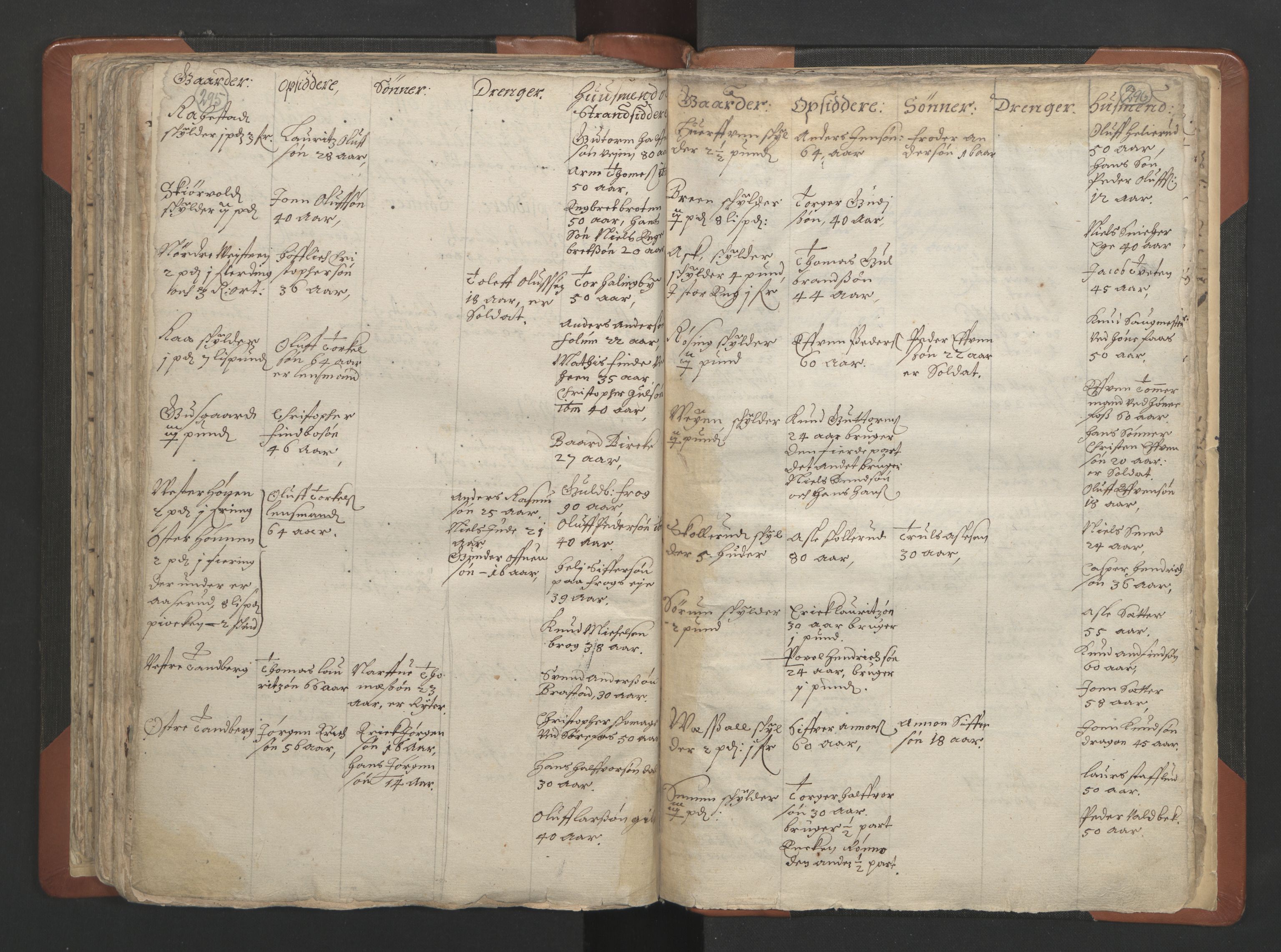 RA, Vicar's Census 1664-1666, no. 7: Hadeland deanery, 1664-1666, p. 295-296