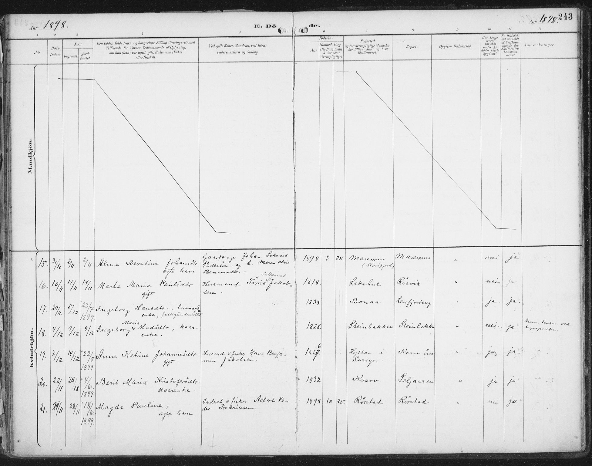 Ministerialprotokoller, klokkerbøker og fødselsregistre - Nordland, AV/SAT-A-1459/854/L0779: Parish register (official) no. 854A02, 1892-1909, p. 243