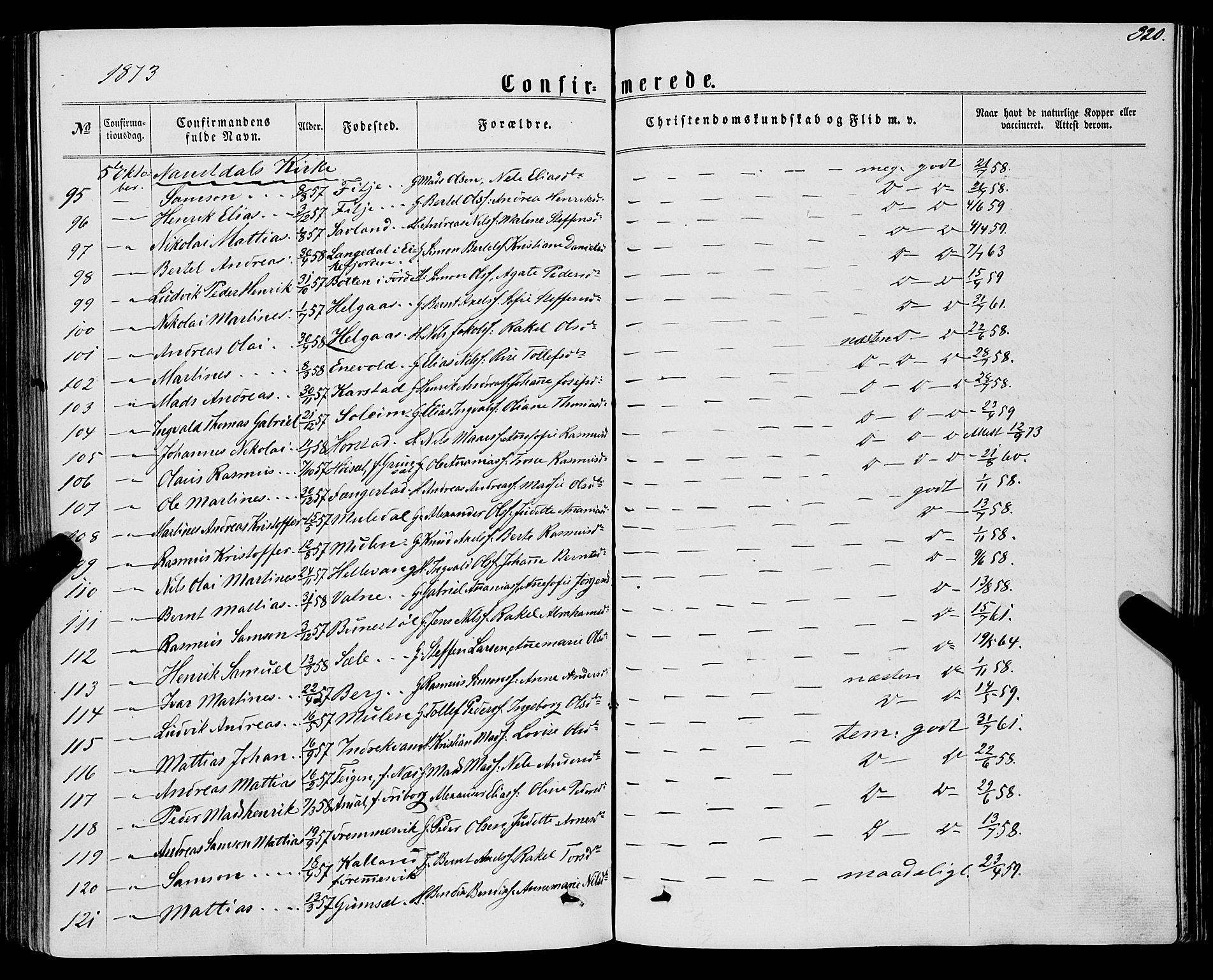 Førde sokneprestembete, AV/SAB-A-79901/H/Haa/Haaa/L0009: Parish register (official) no. A 9, 1861-1877, p. 320