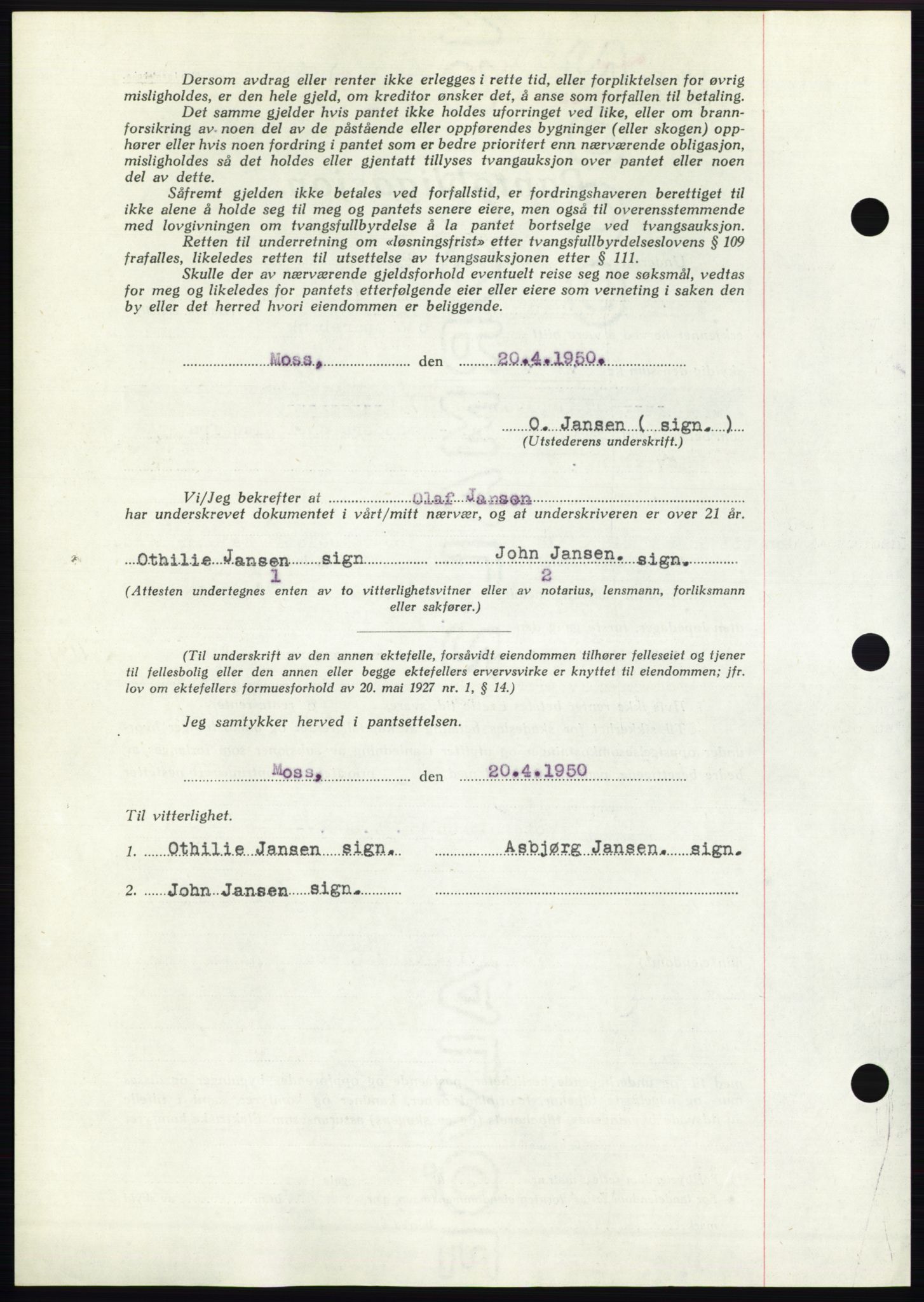 Moss sorenskriveri, AV/SAO-A-10168: Mortgage book no. B24, 1950-1950, Diary no: : 1202/1950