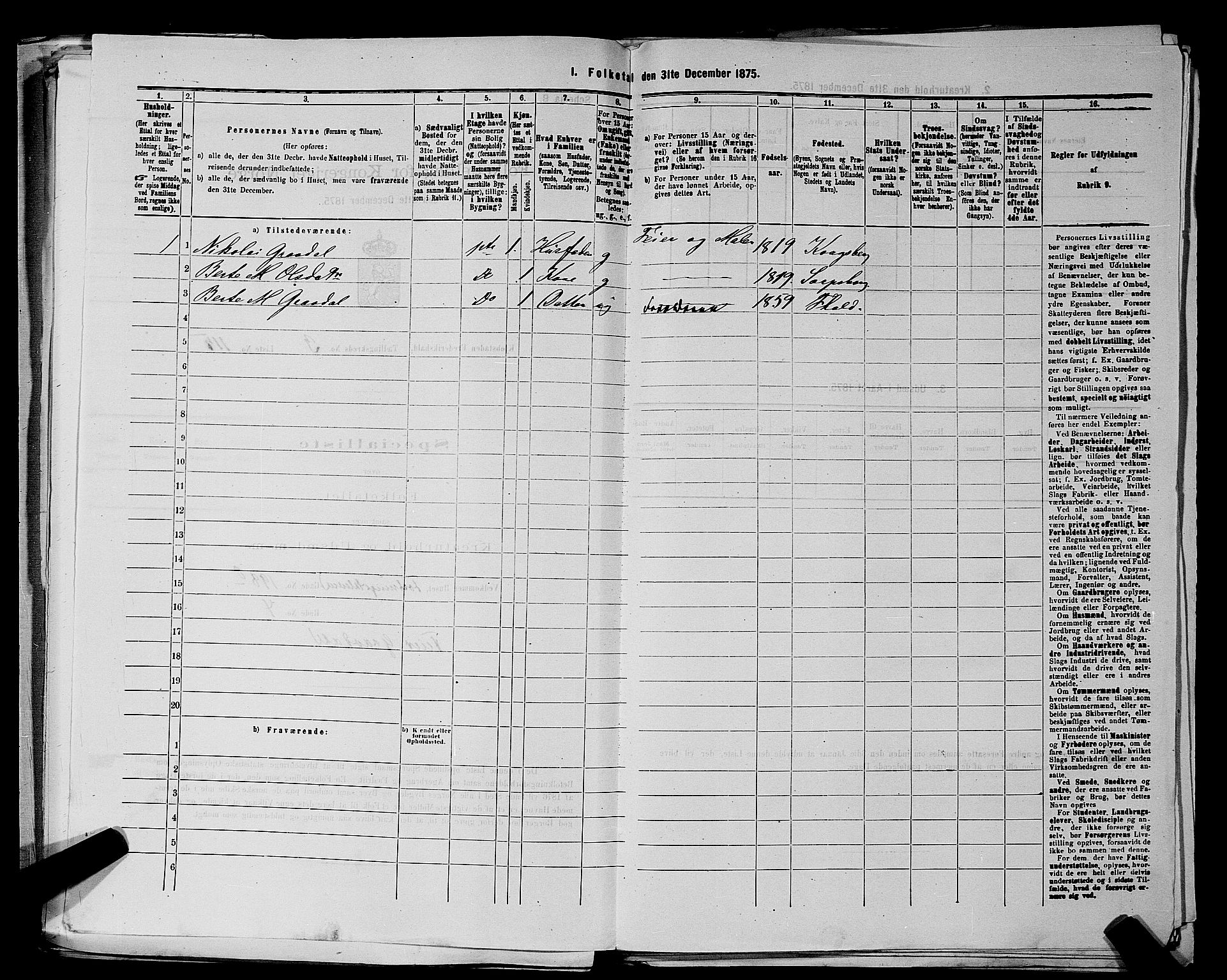 RA, 1875 census for 0101P Fredrikshald, 1875, p. 269