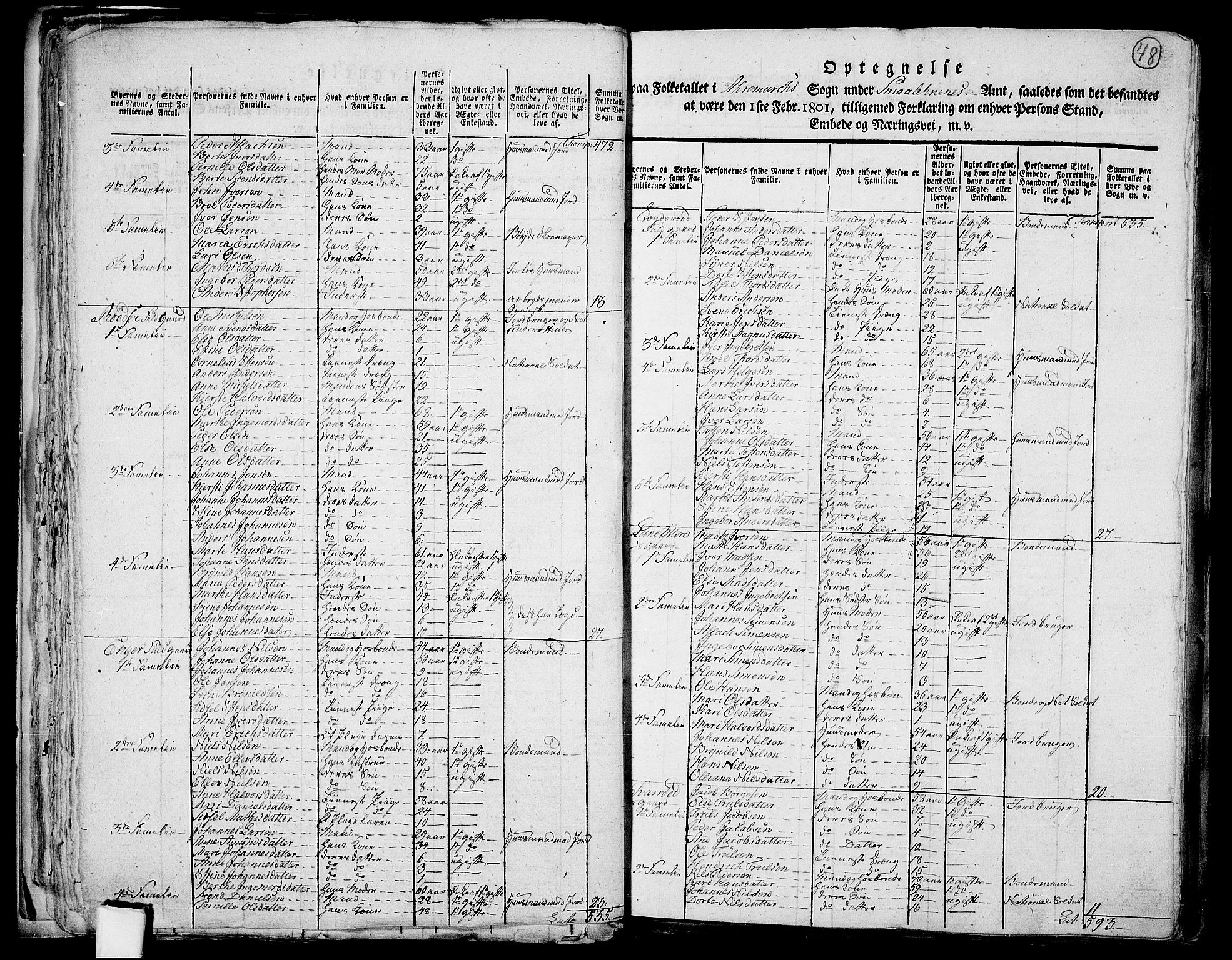 RA, 1801 census for 0118P Aremark, 1801, p. 47b-48a
