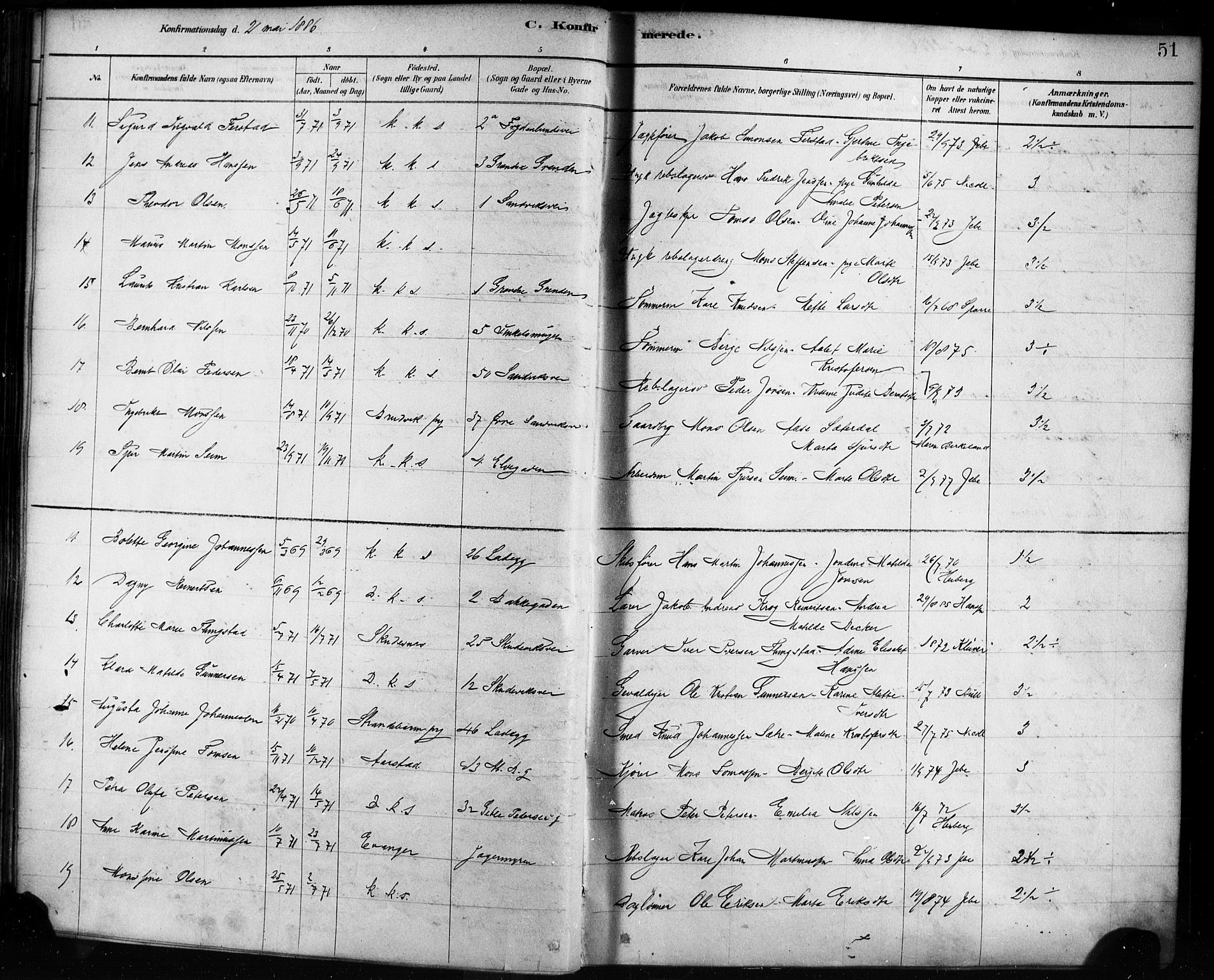 Sandviken Sokneprestembete, SAB/A-77601/H/Ha/L0002: Parish register (official) no. A 2, 1878-1896, p. 51