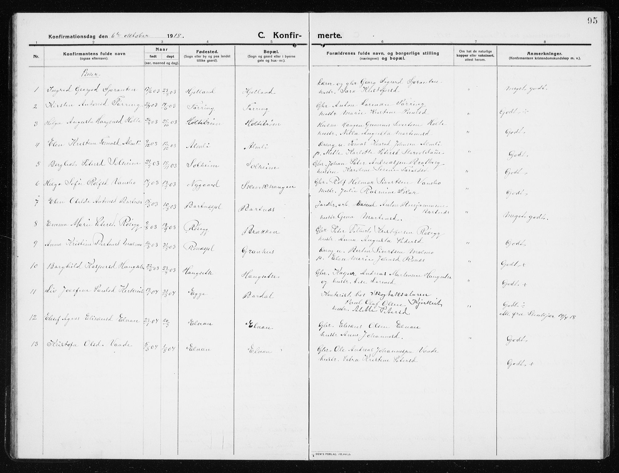 Ministerialprotokoller, klokkerbøker og fødselsregistre - Nord-Trøndelag, SAT/A-1458/741/L0402: Parish register (copy) no. 741C03, 1911-1926, p. 95