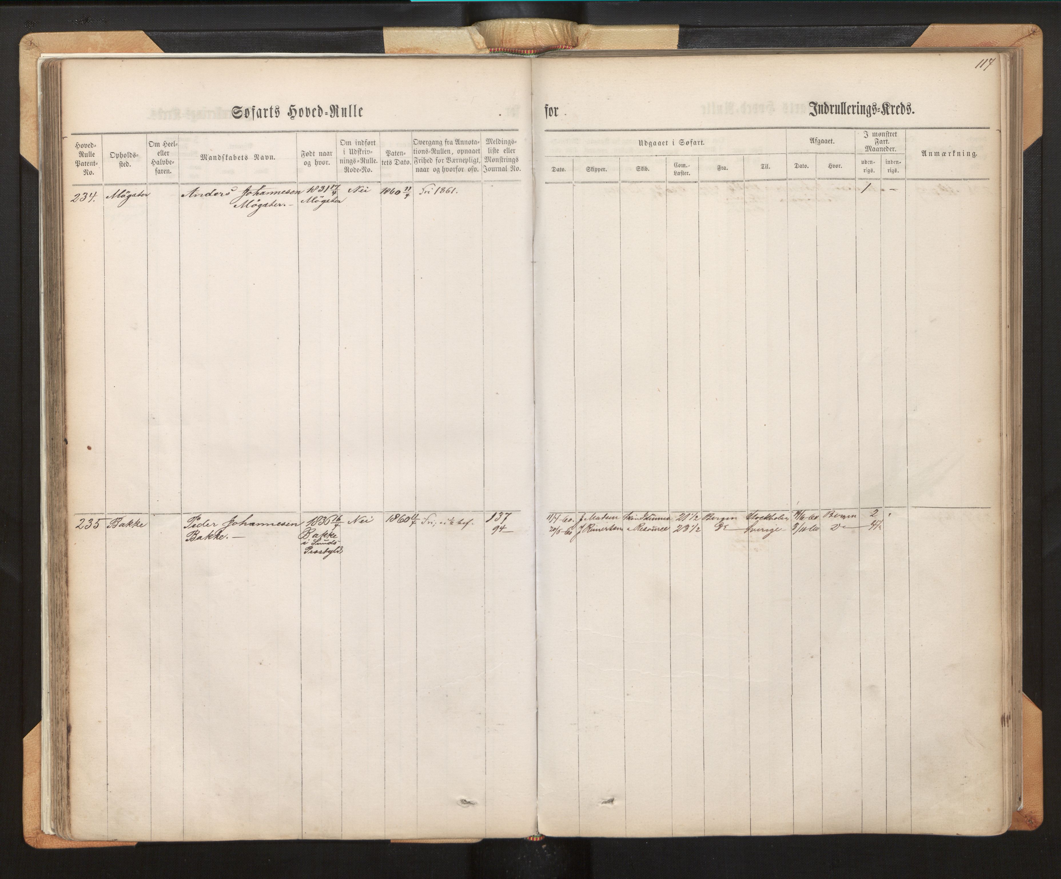 Innrulleringssjefen i Bergen, AV/SAB-A-100050/F/Fh/L0007: Sjøfarts-hovedrulle for Bergen krets, fol. 1 - 315, 1860-1865, p. 117