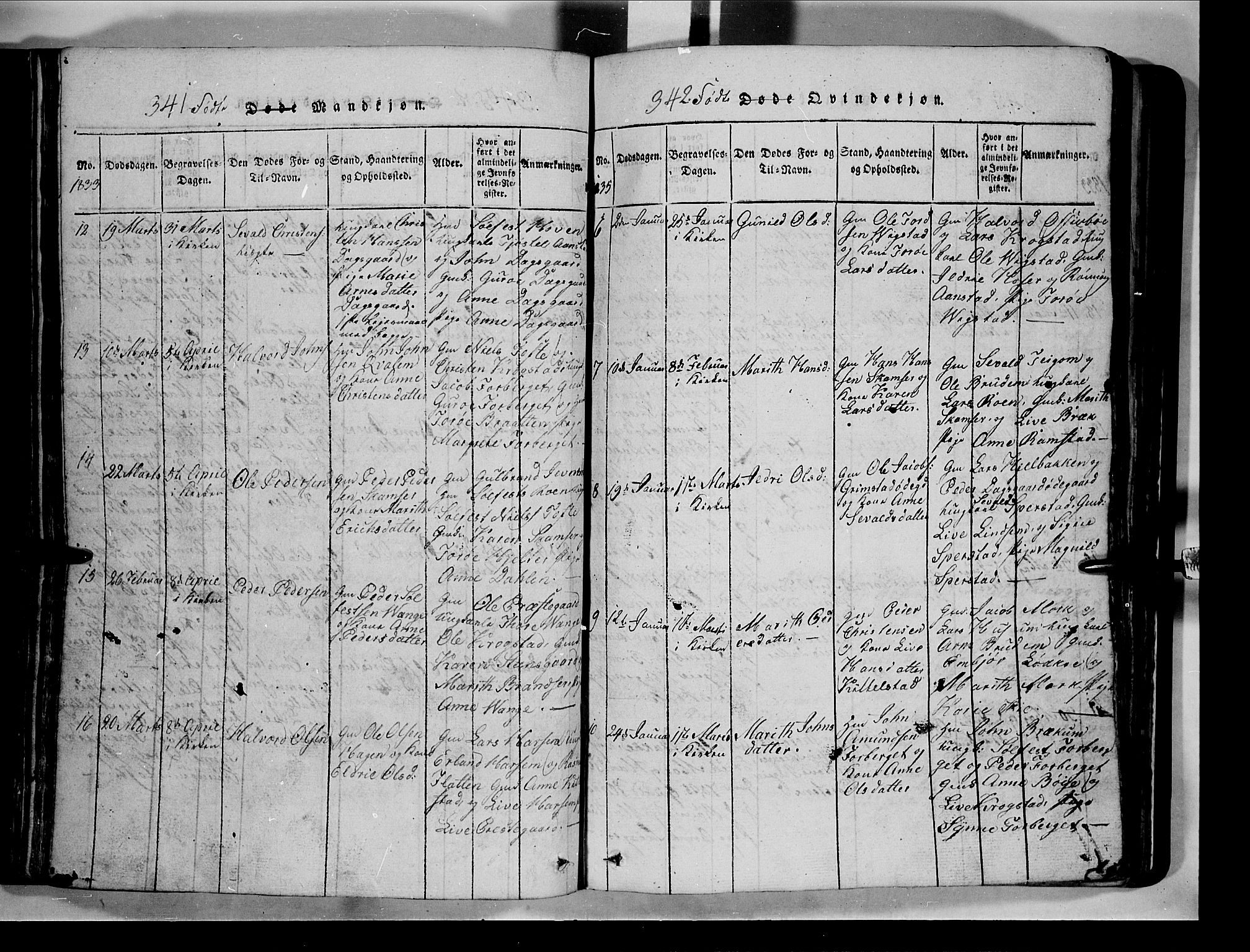 Lom prestekontor, SAH/PREST-070/L/L0003: Parish register (copy) no. 3, 1815-1844, p. 341-342