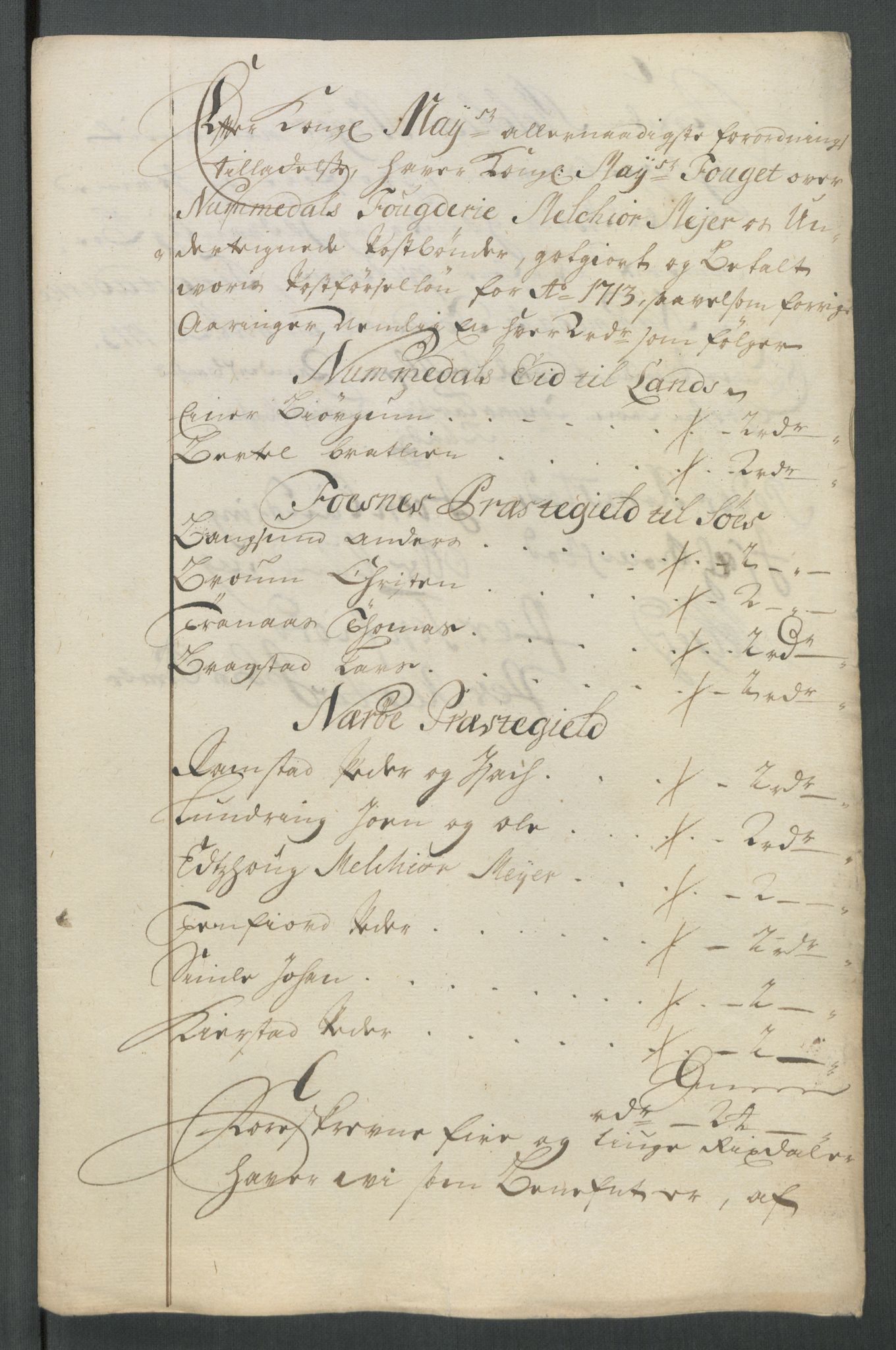 Rentekammeret inntil 1814, Reviderte regnskaper, Fogderegnskap, AV/RA-EA-4092/R64/L4434: Fogderegnskap Namdal, 1713, p. 225